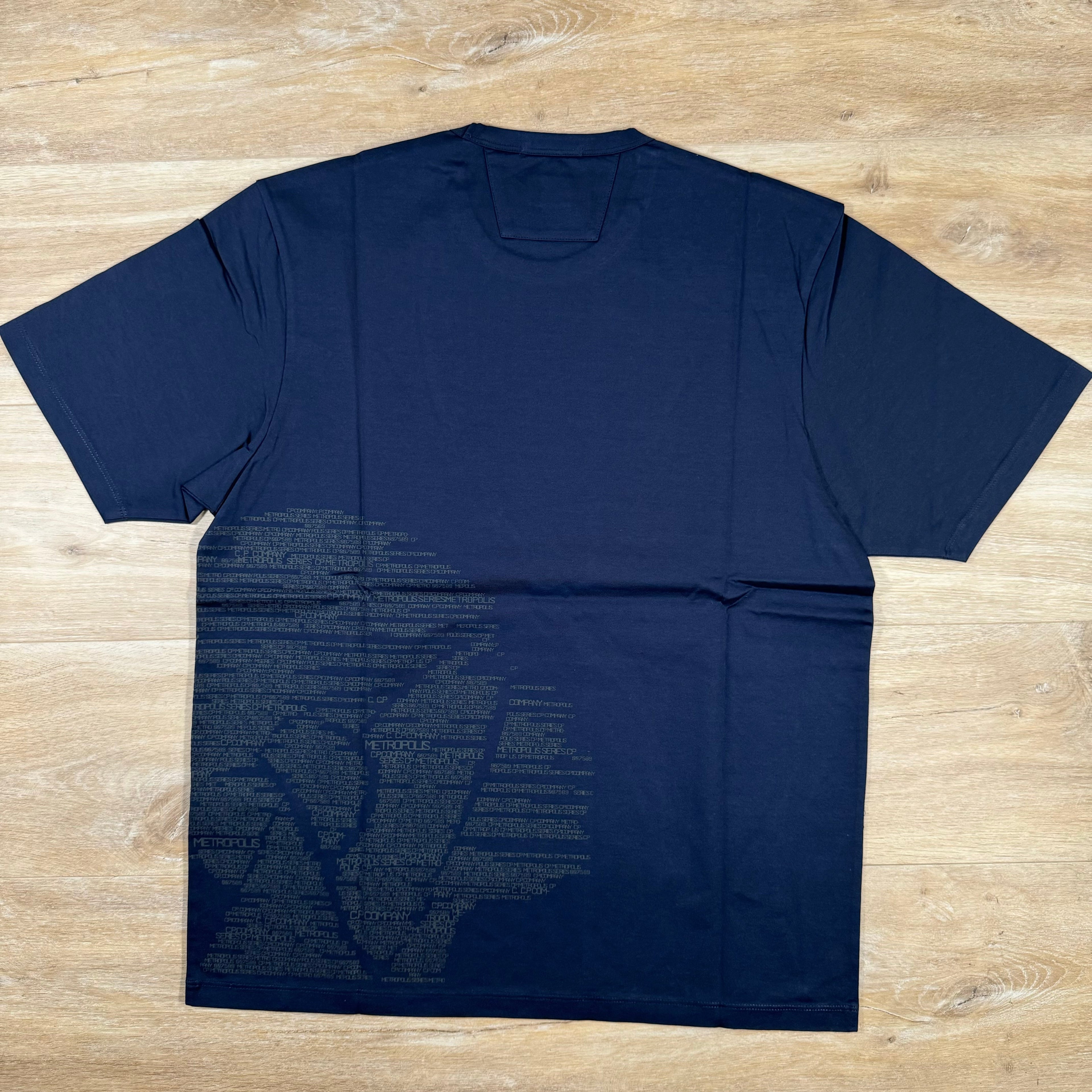 CP Company Metropolis Mercerized Logo T-Shirt in Navy -Usfansport