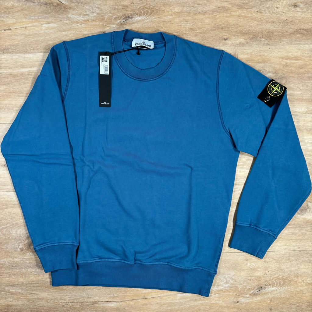 Stone Island Garment Dyed Crewneck Sweatshirt in Avio Blue -Usfansport