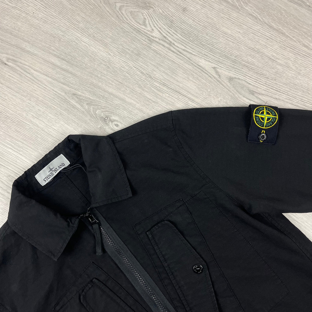 Stone Island Zip Overshirt - Black -Usfansport