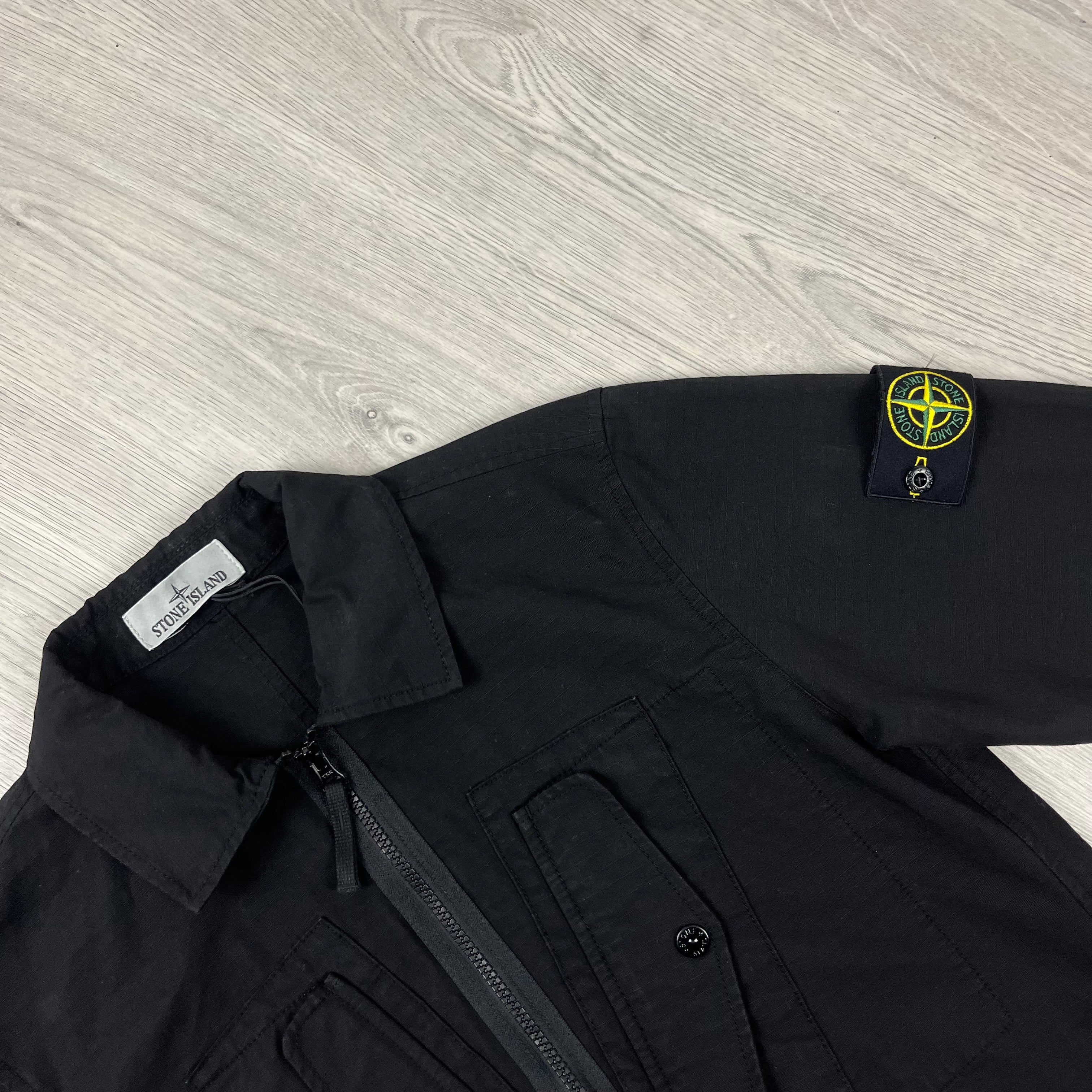 Stone Island Zip Overshirt - Black -Usfansport
