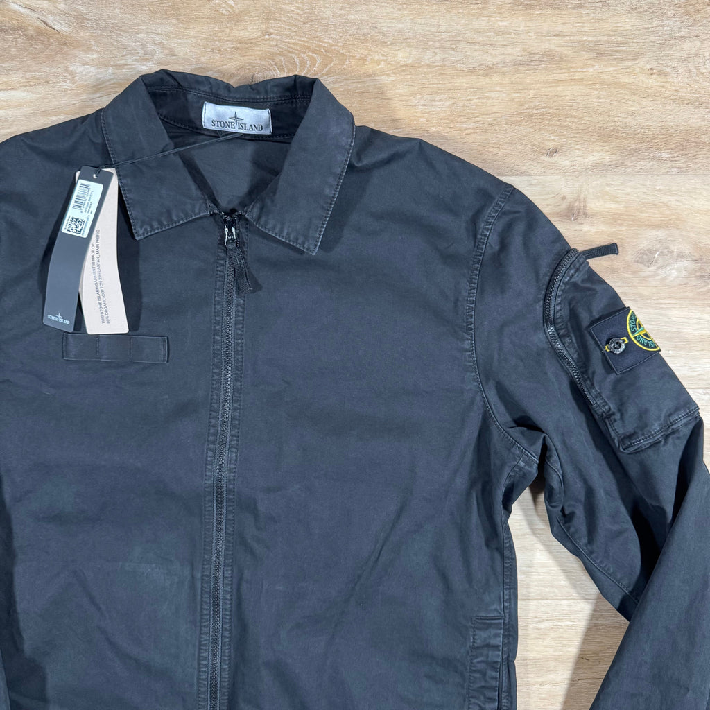 Stone Island Stretch Twill Overshirt in Black -Usfansport
