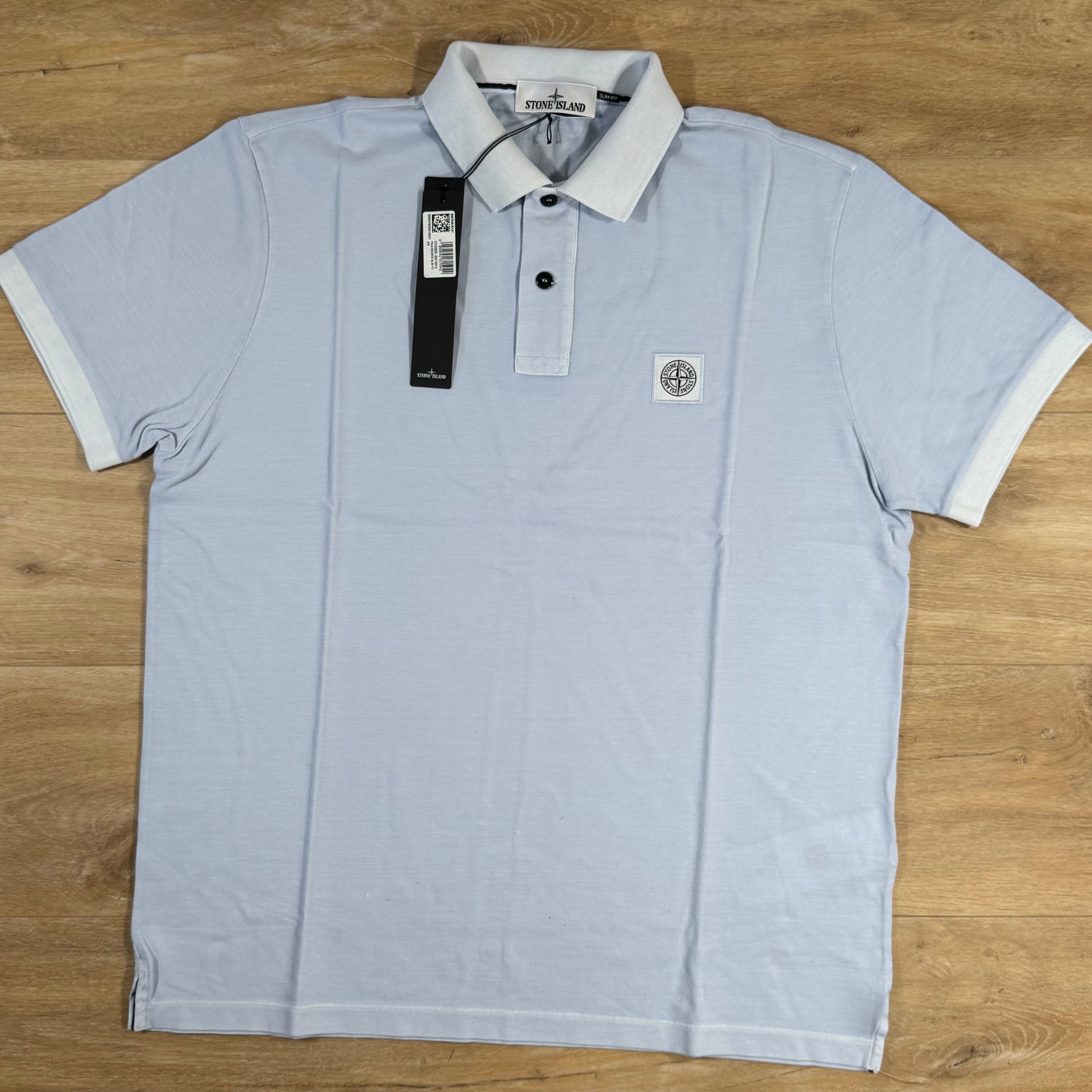 Stone Island Organic Cotton Overdye Polo Shirt in Sky Blue -Usfansport