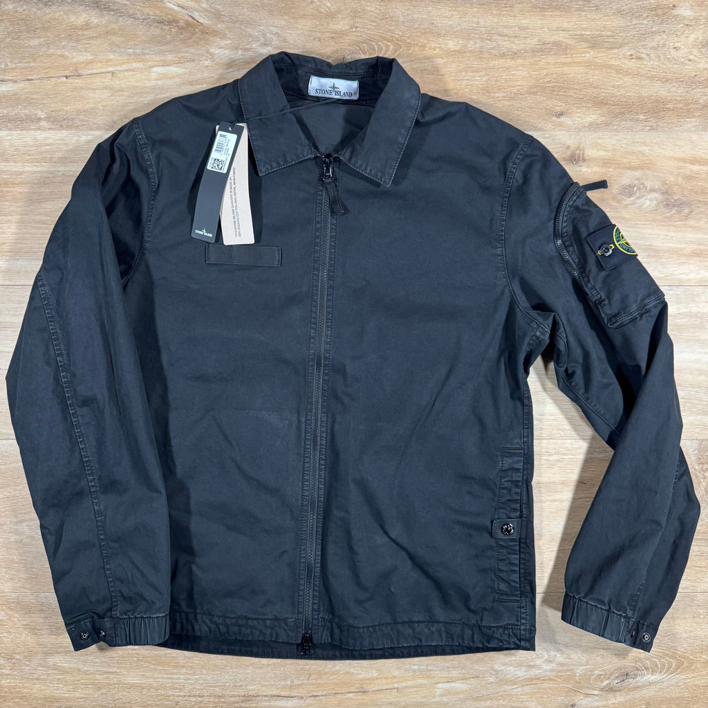 Stone Island Stretch Twill Overshirt in Black -Usfansport