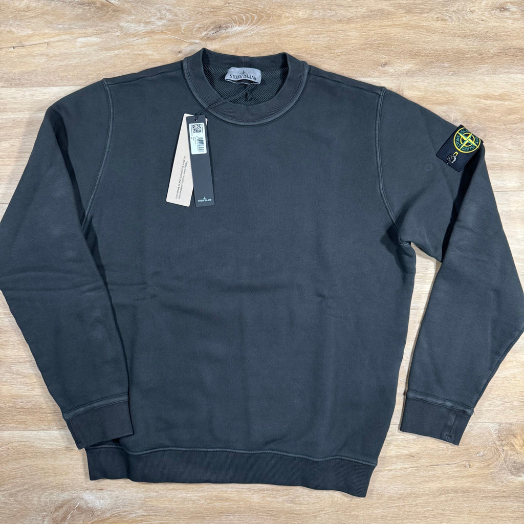 Stone Island Diagonal Fleece Old Effect Sweatshirt in Lead Grey -Usfansport