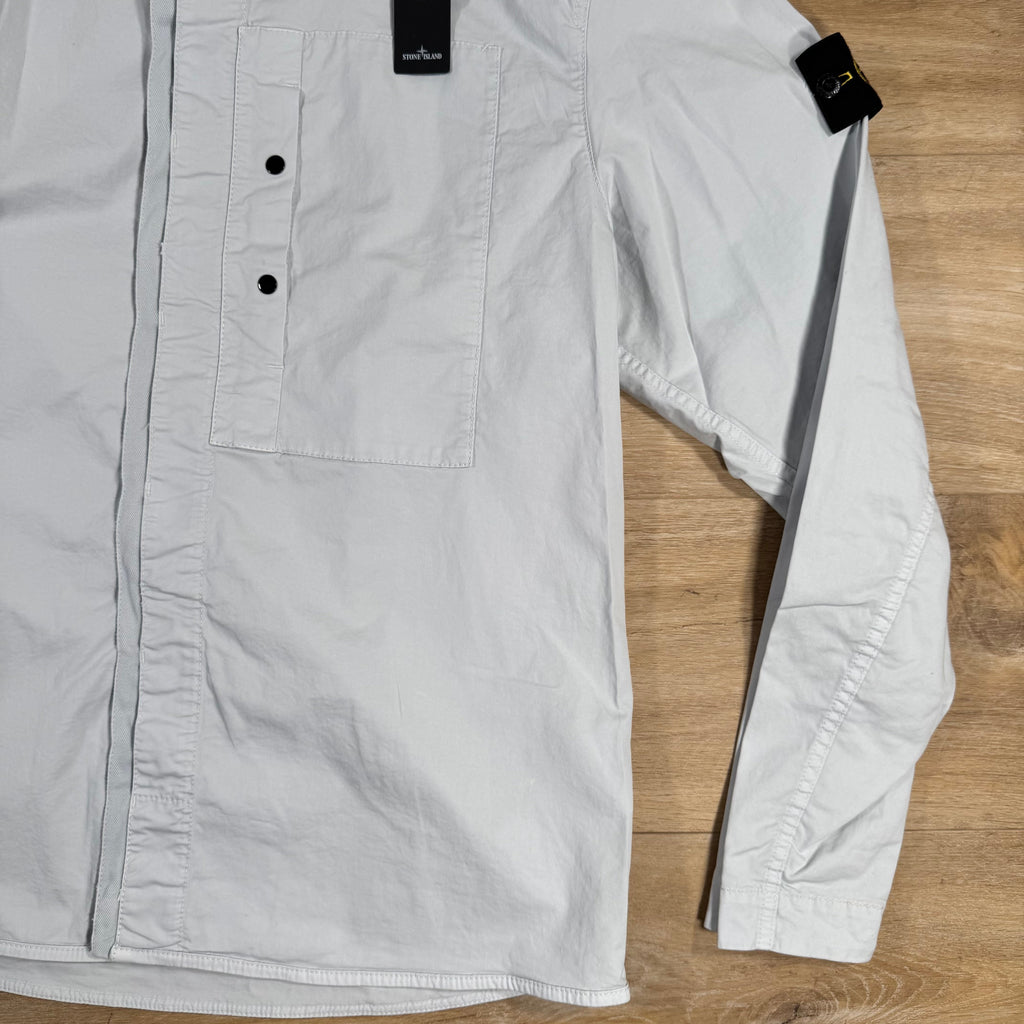 Stone Island Supima Twill Stretch-TC Overshirt in Sky Blue -Usfansport