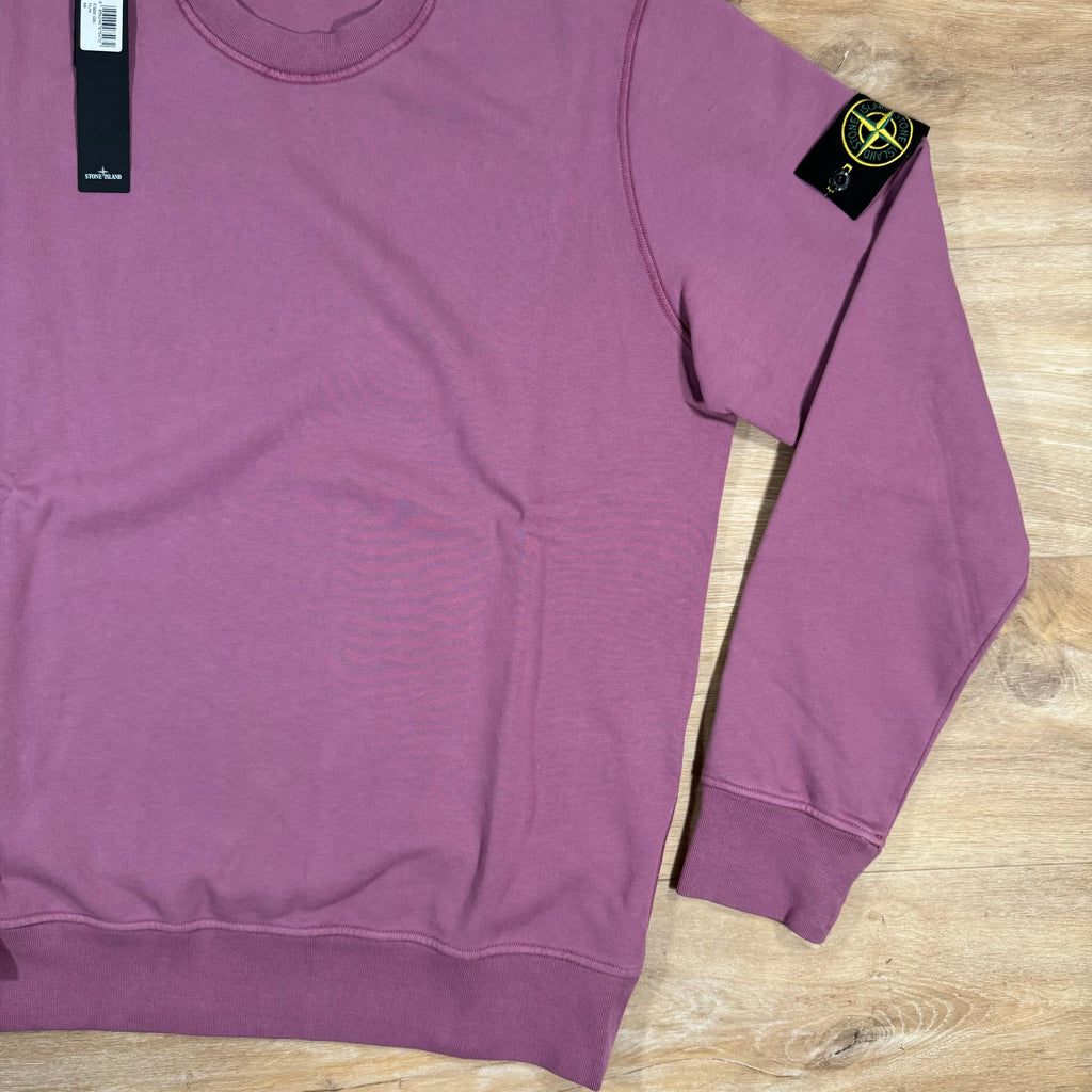 Stone Island Garment Dyed Crewneck Sweatshirt in Onion Rose -Usfansport