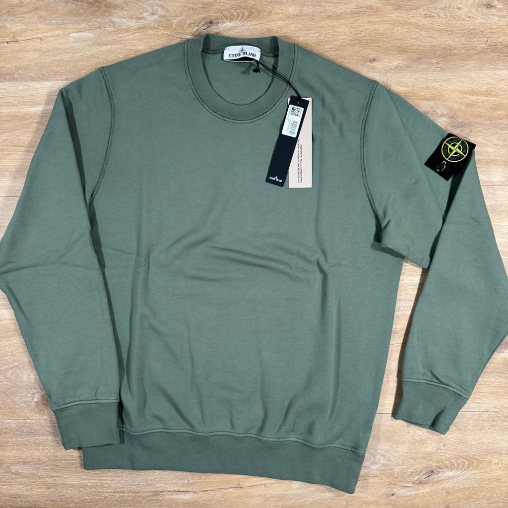 Stone Island Organic Cotton Fleece Sweatshirt in Musk Green -Usfansport