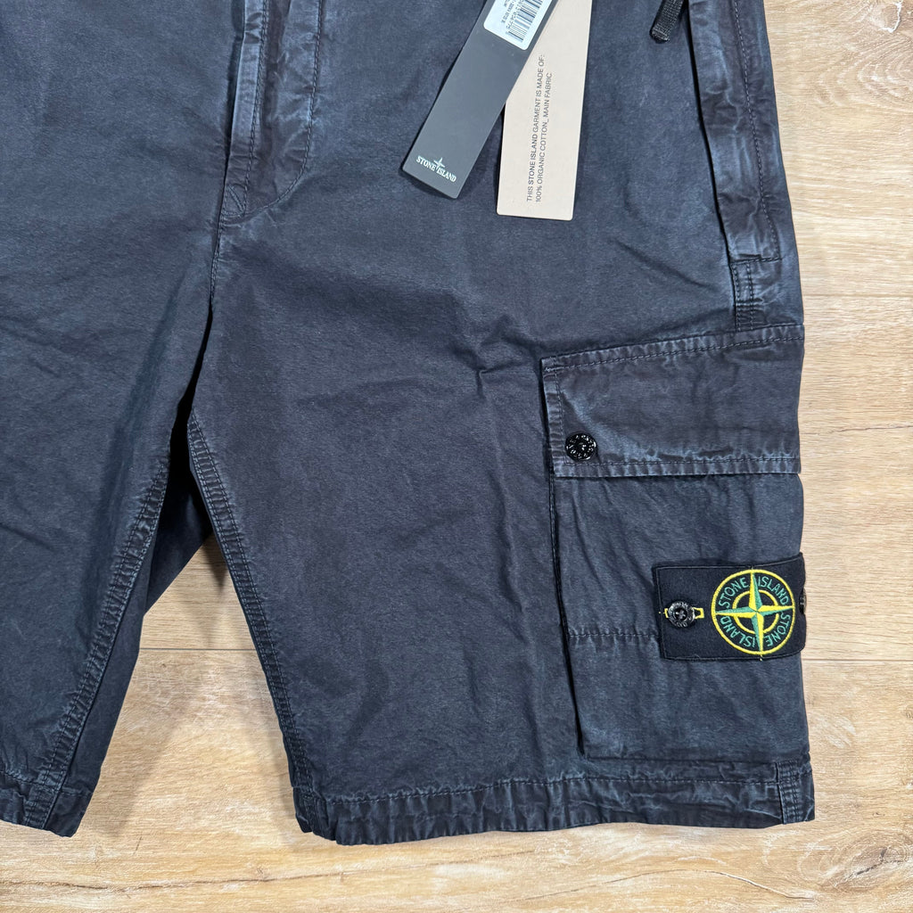 Stone Island Brushed Cotton Cargo Bermuda Shorts in Navy -Usfansport