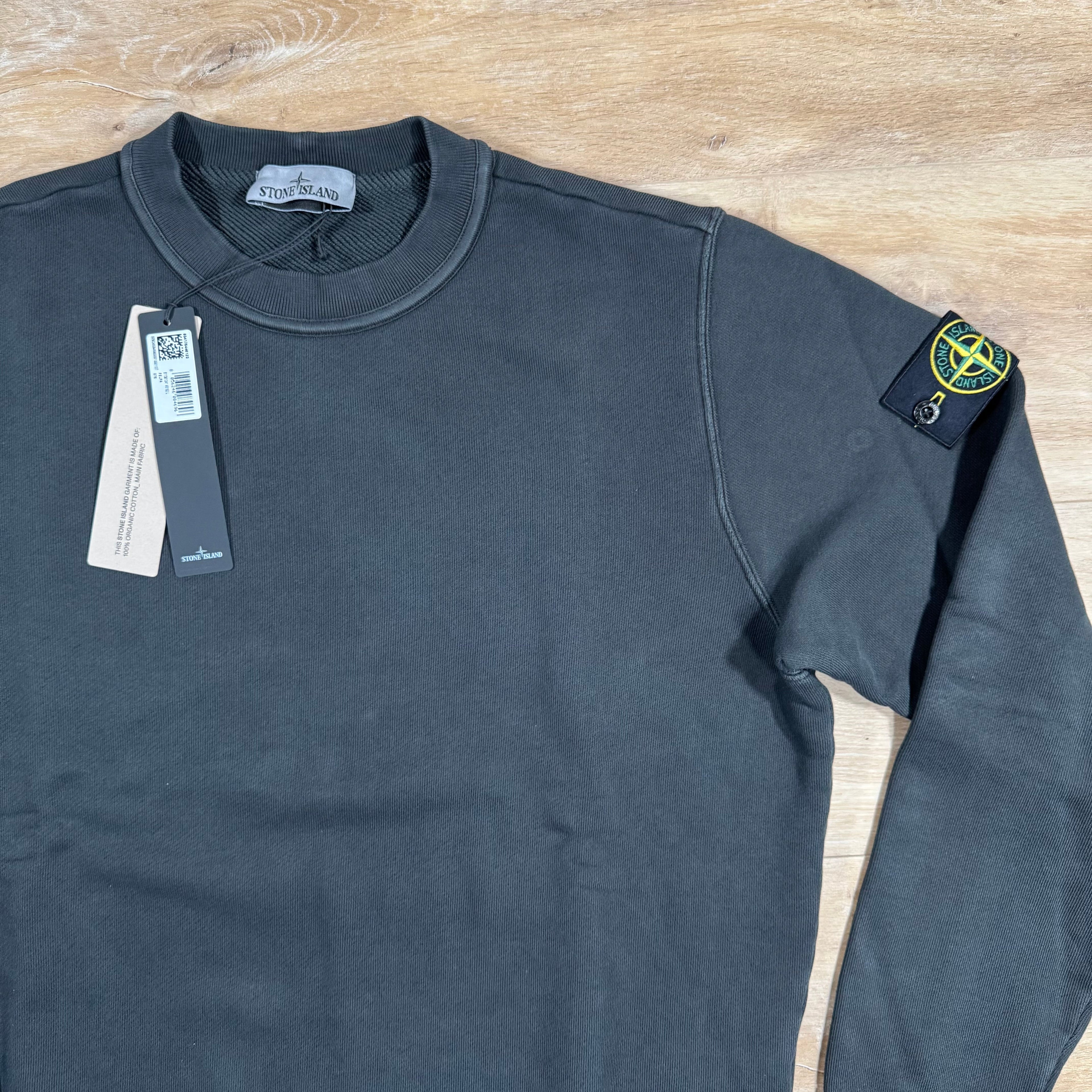 Stone Island Diagonal Fleece Old Effect Sweatshirt in Lead Grey -Usfansport