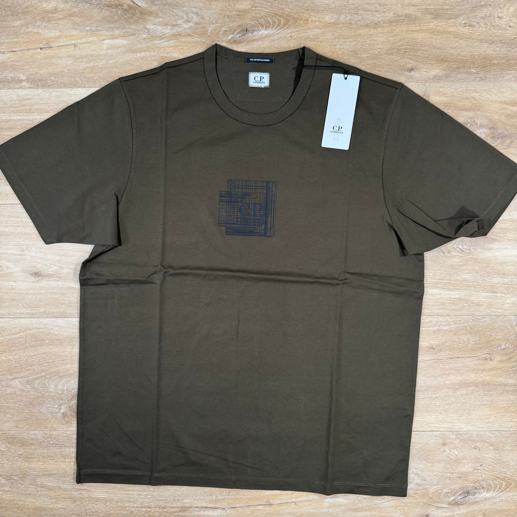 CP Company Metropolis Series Blurred Logo T-Shirt in Ivy Green -Usfansport