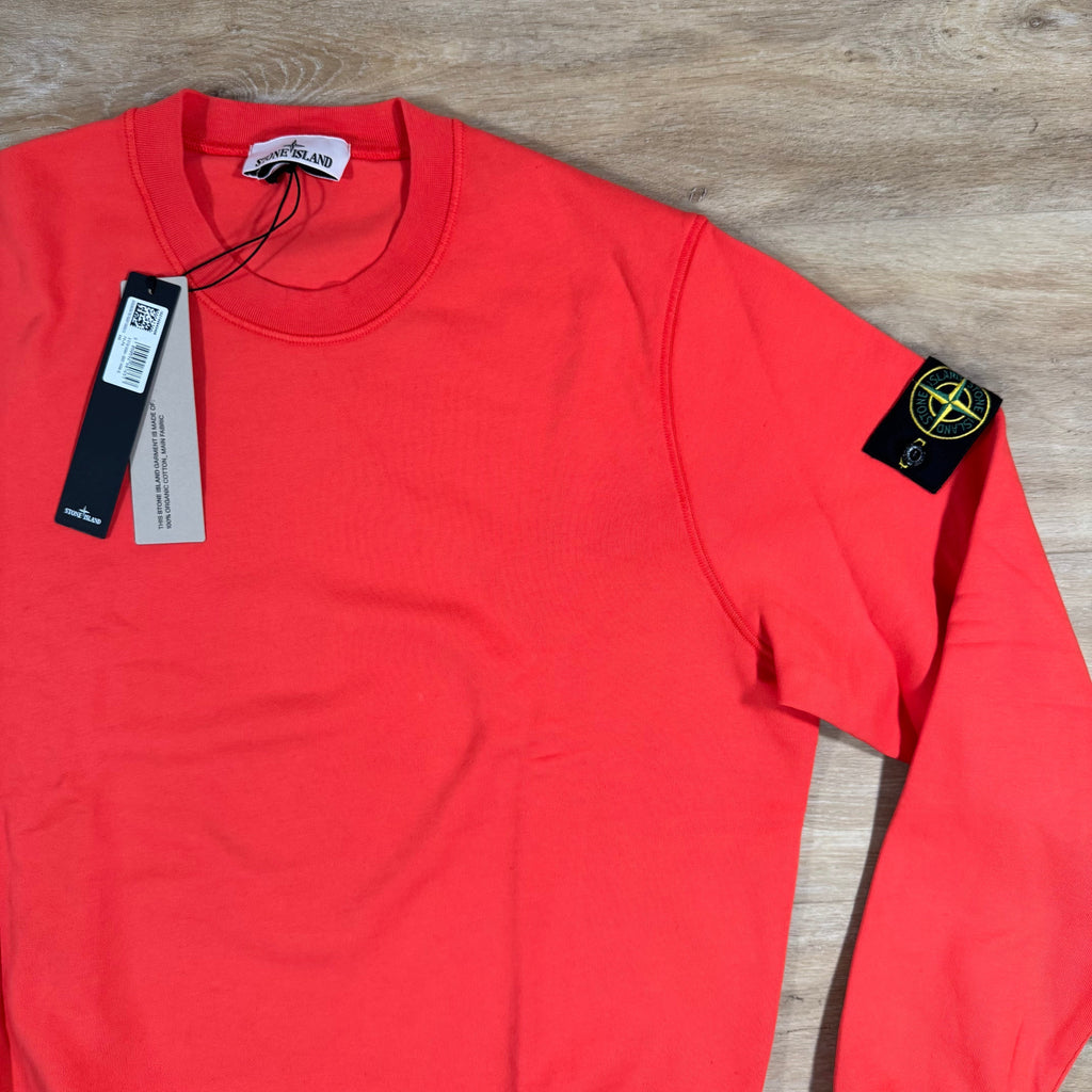 Stone Island Organic Cotton Fleece Sweatshirt in Papaya -Usfansport