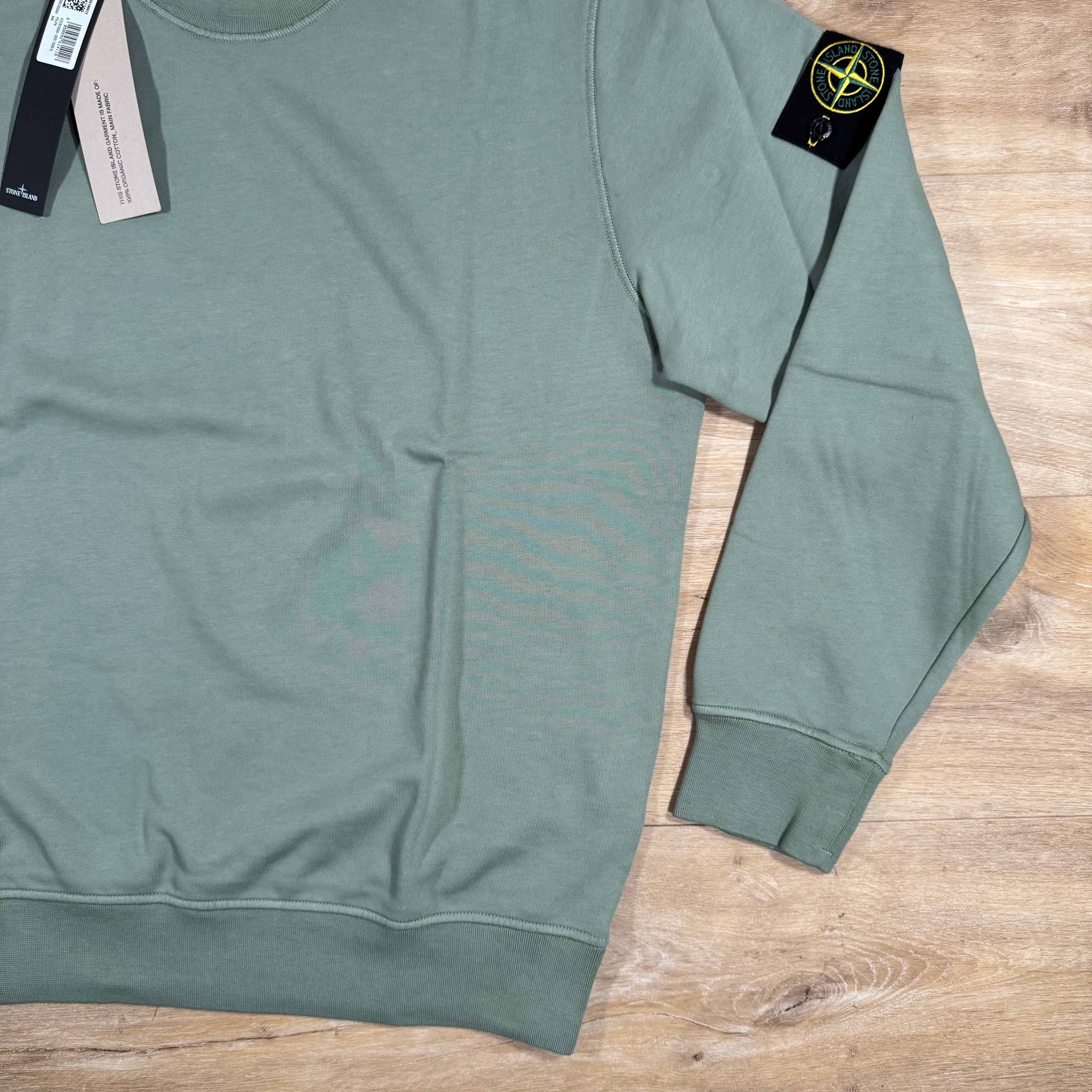 Stone Island Organic Cotton Fleece Sweatshirt in Sage Green -Usfansport