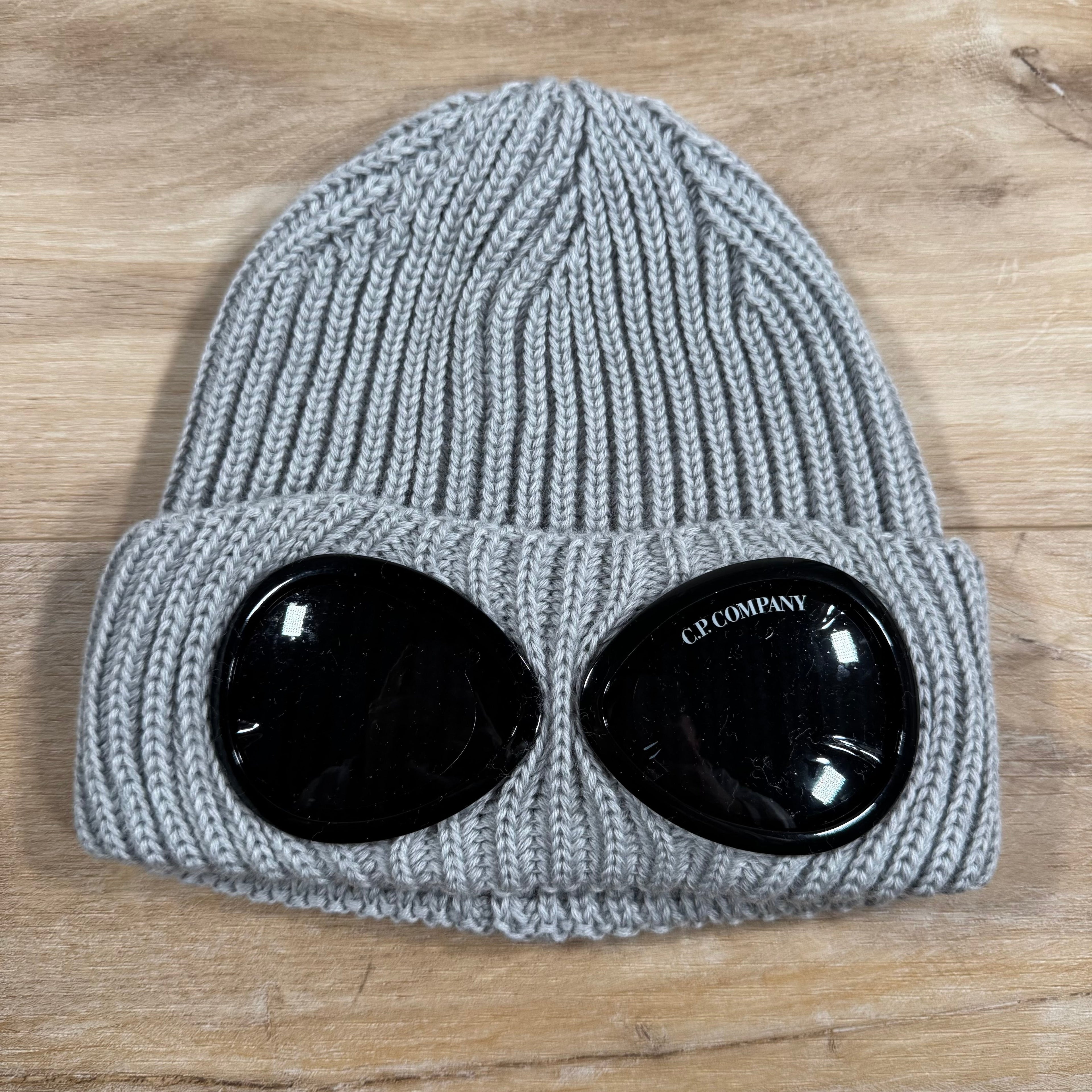 CP Company Extra Fine Merino Wool Goggle Beanie in Grey -Usfansport