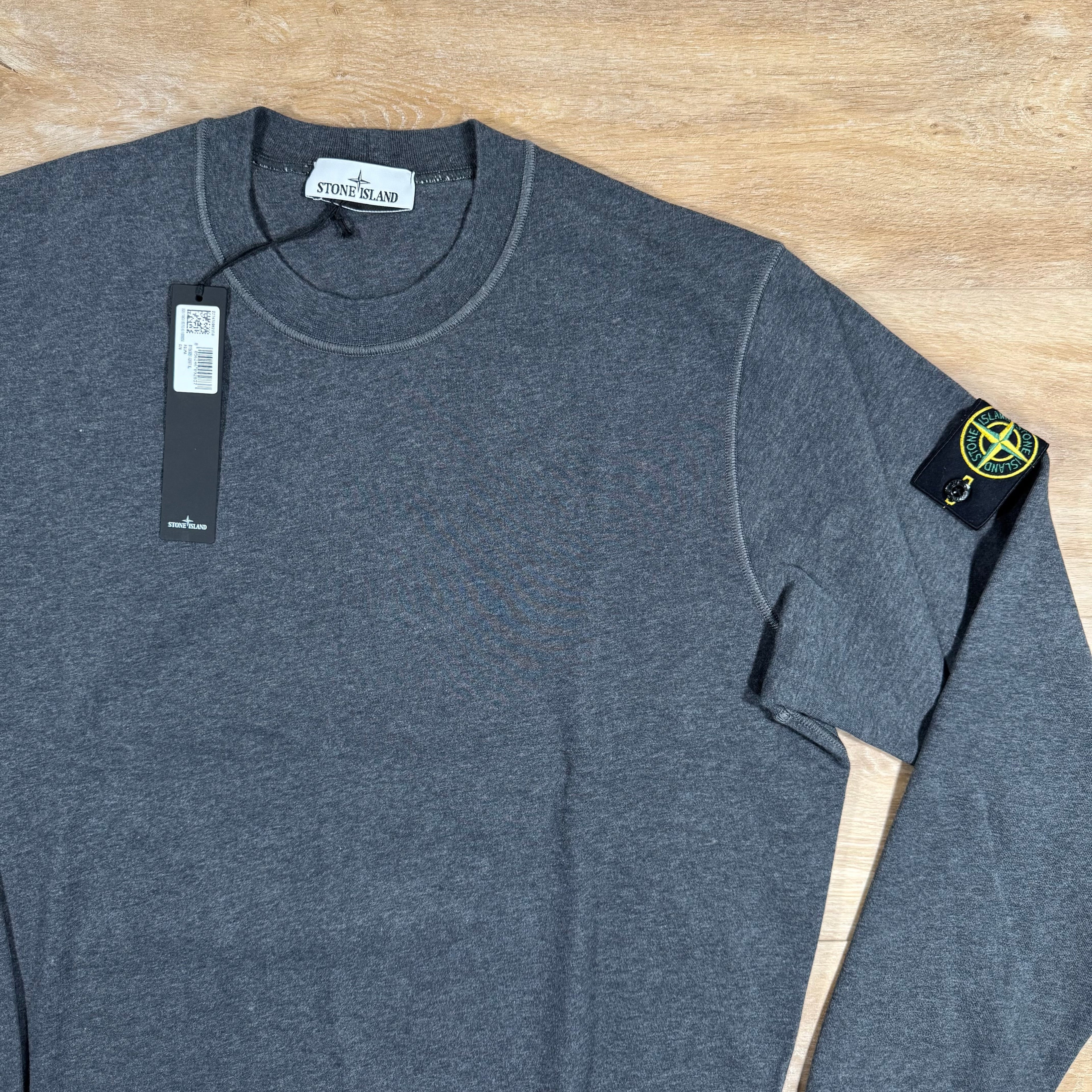 Stone Island Garment Dyed Crewneck Sweatshirt in Dark Grey -Usfansport