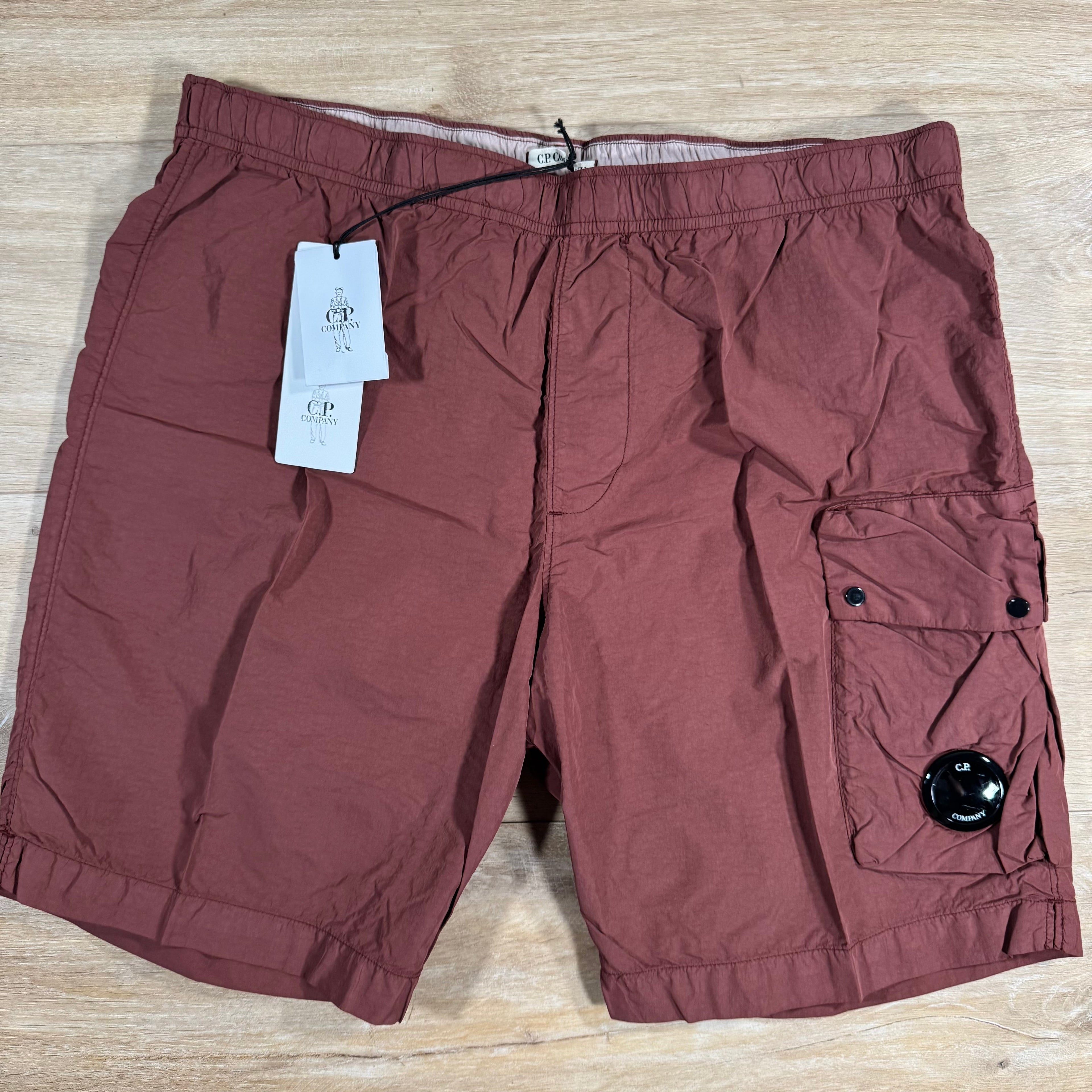 CP Company Flatt Nylon Cargo Lens Swim Shorts in Sable - Brown -Usfansport