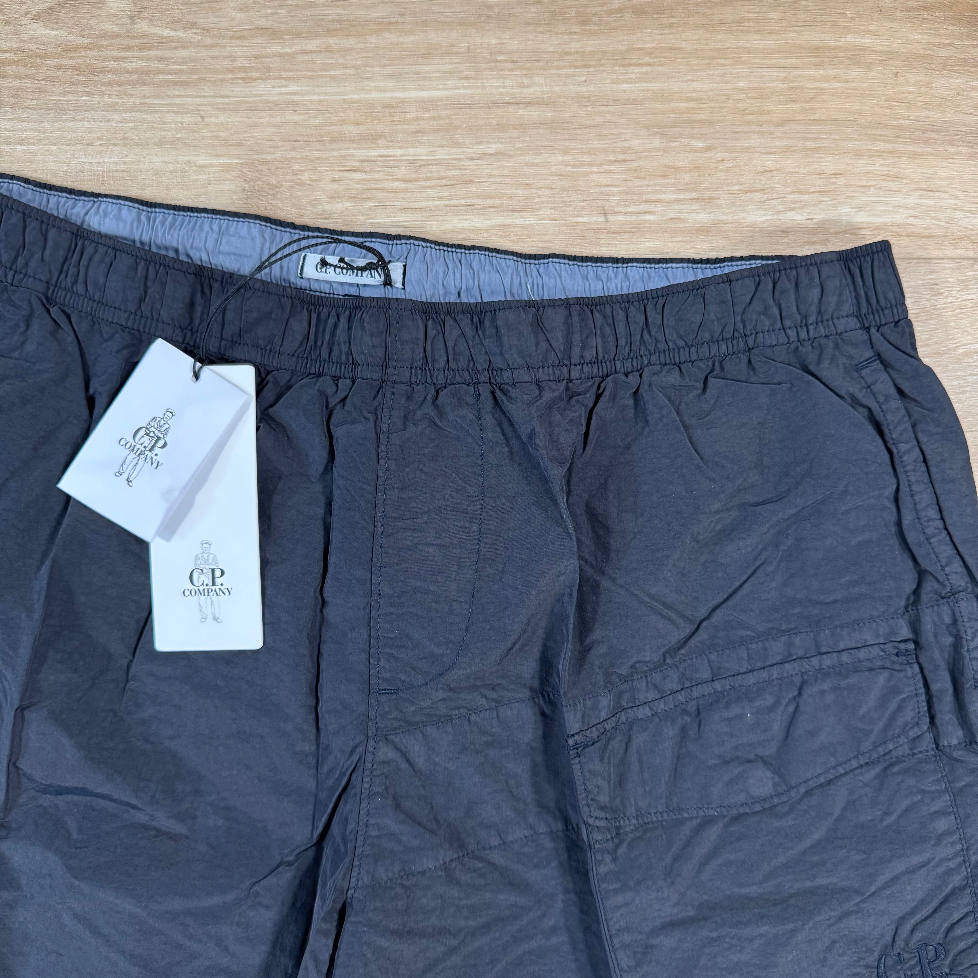 CP Company Flatt Nylon Logo Swim Shorts in Navy -Usfansport
