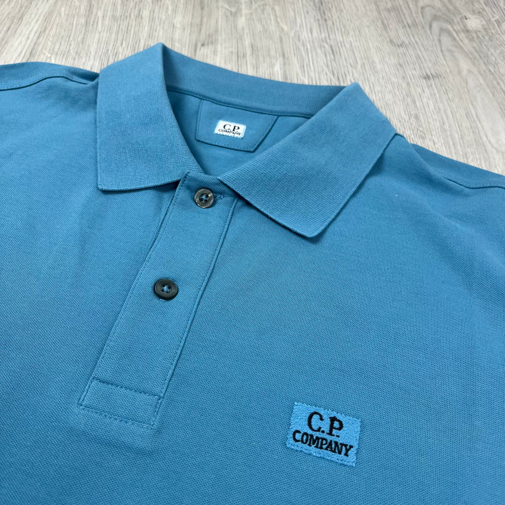 CP Company Piquet Polo Shirt - Aegean Blue -Usfansport
