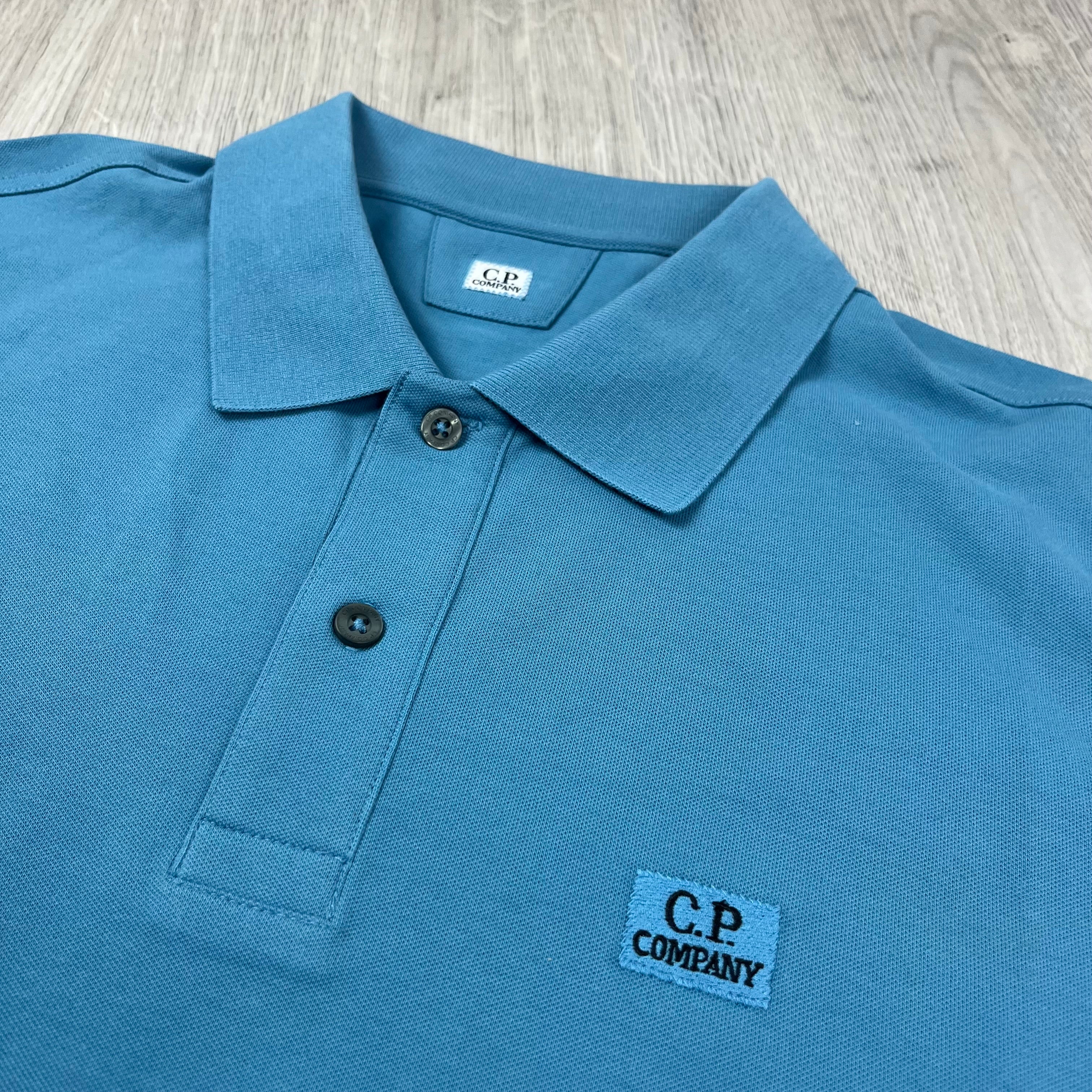 CP Company Piquet Polo Shirt - Aegean Blue -Usfansport