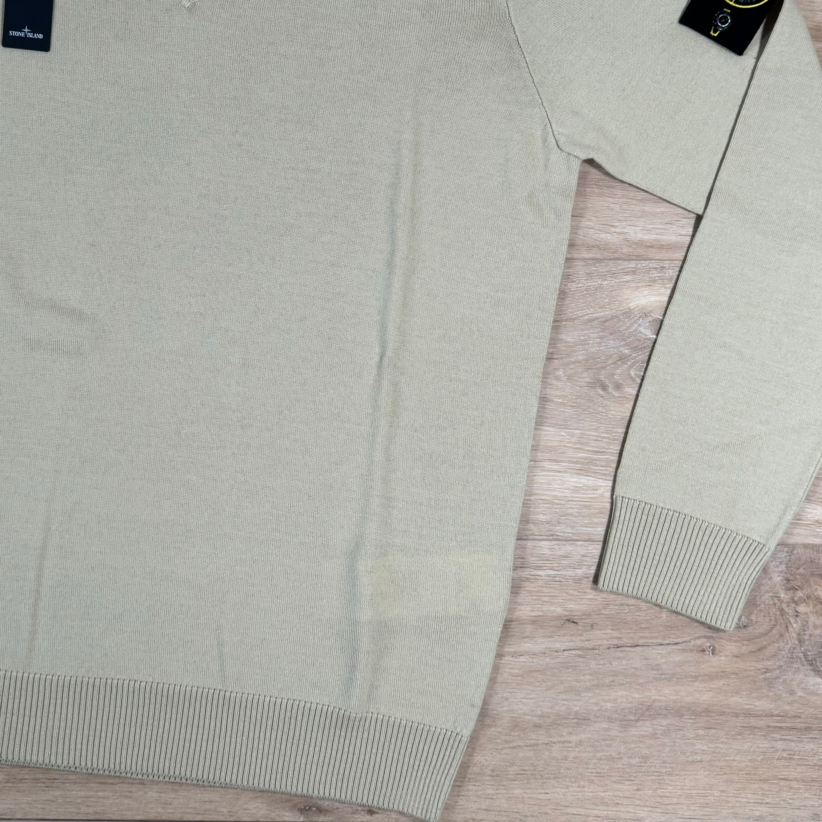 Stone Island V-Neck Knit Sweatshirt in Ecru -Usfansport