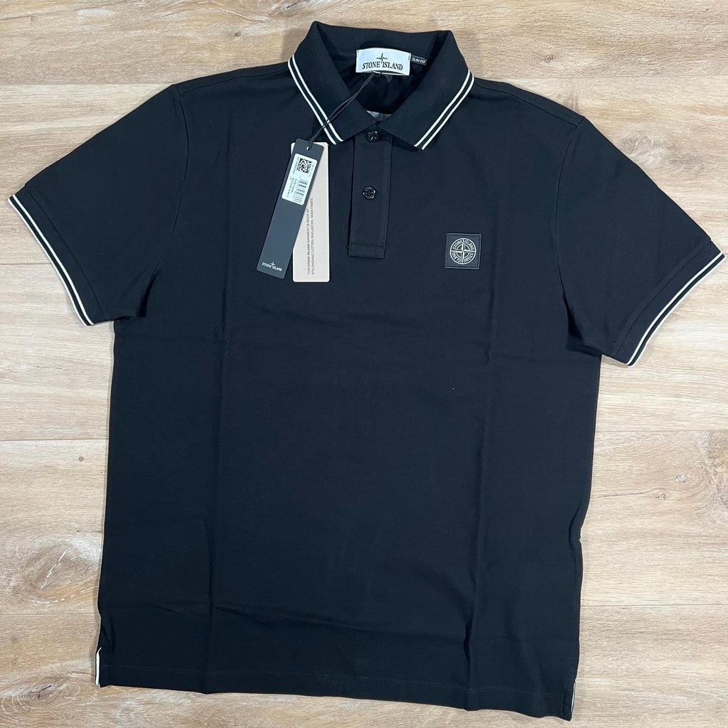 Stone Island Organic Cotton Pique Polo Shirt in Black -Usfansport
