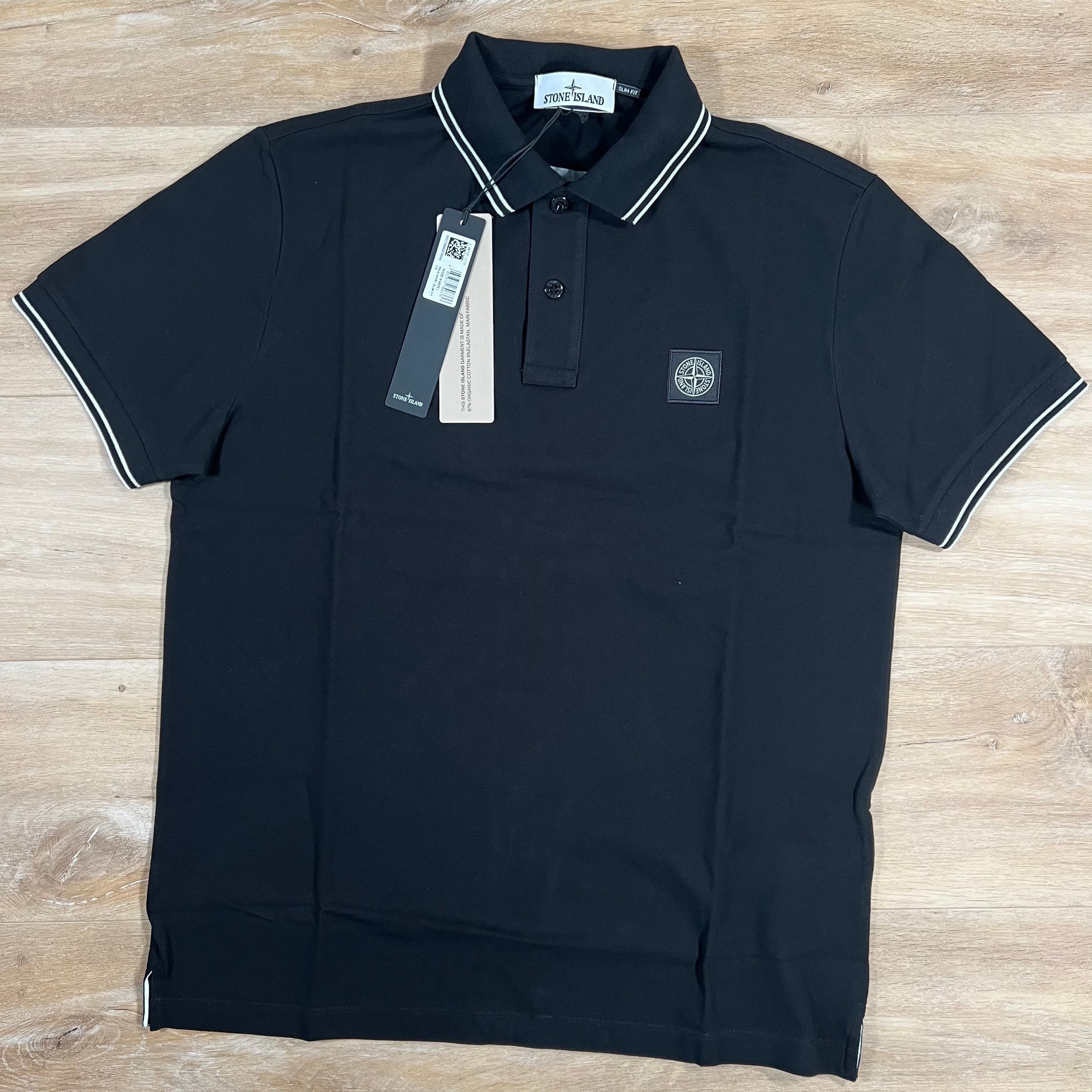 Stone Island Organic Cotton Pique Polo Shirt in Black -Usfansport