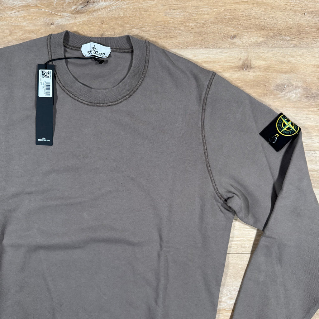 Stone Island Garment Dyed Crewneck Sweatshirt in Walnut Brown -Usfansport