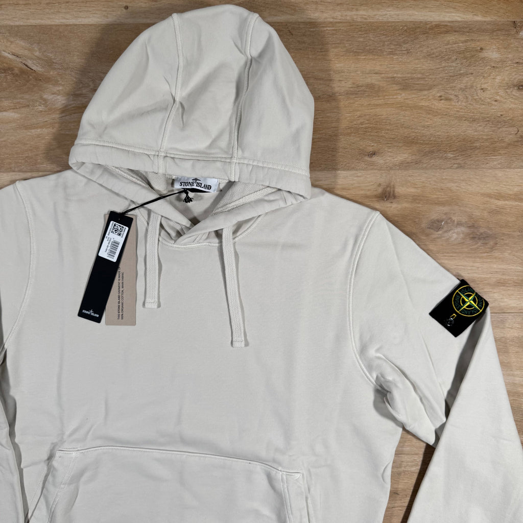 Stone Island Organic Cotton Fleece Pullover Hoodie in Sand -Usfansport