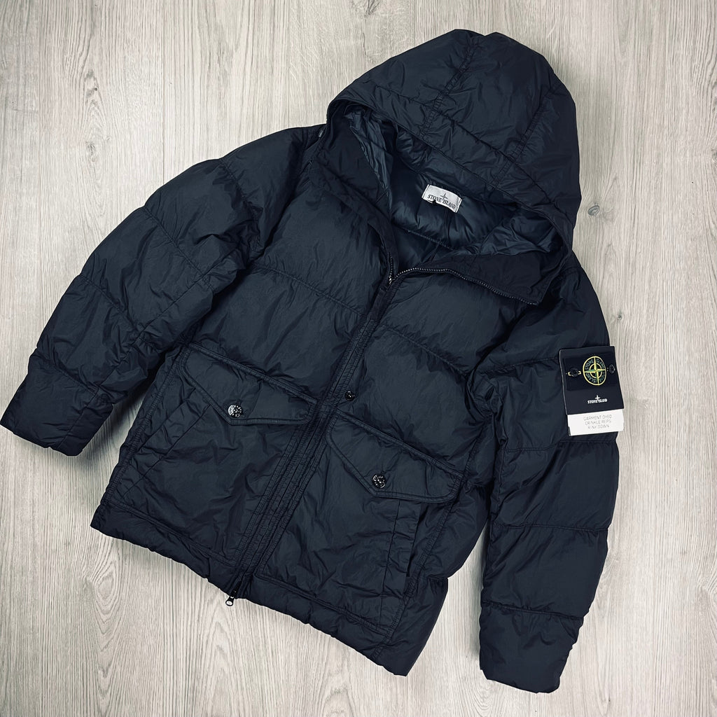 Stone Island Crinkle Reps Down Jacket - Black -Usfansport