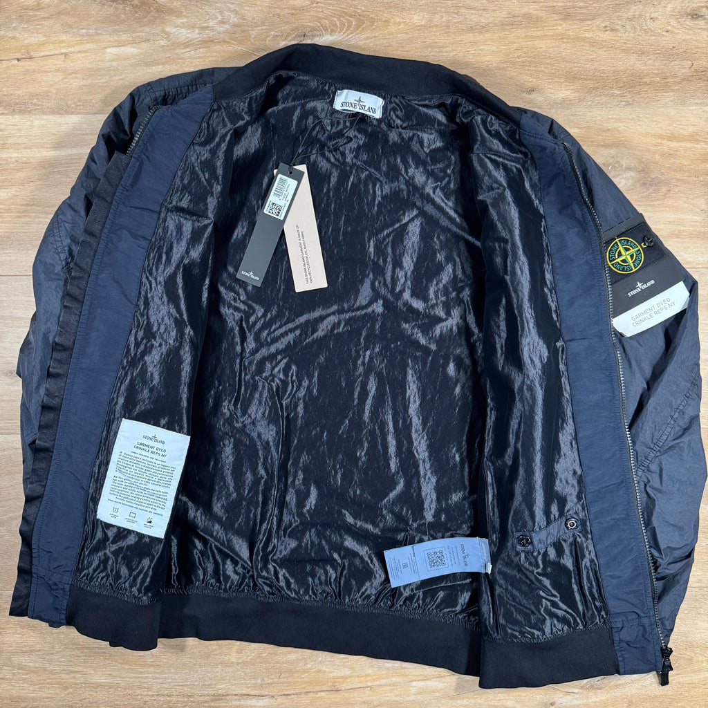 Stone Island Crinkle Reps R-NY Bomber Jacket in Navy -Usfansport
