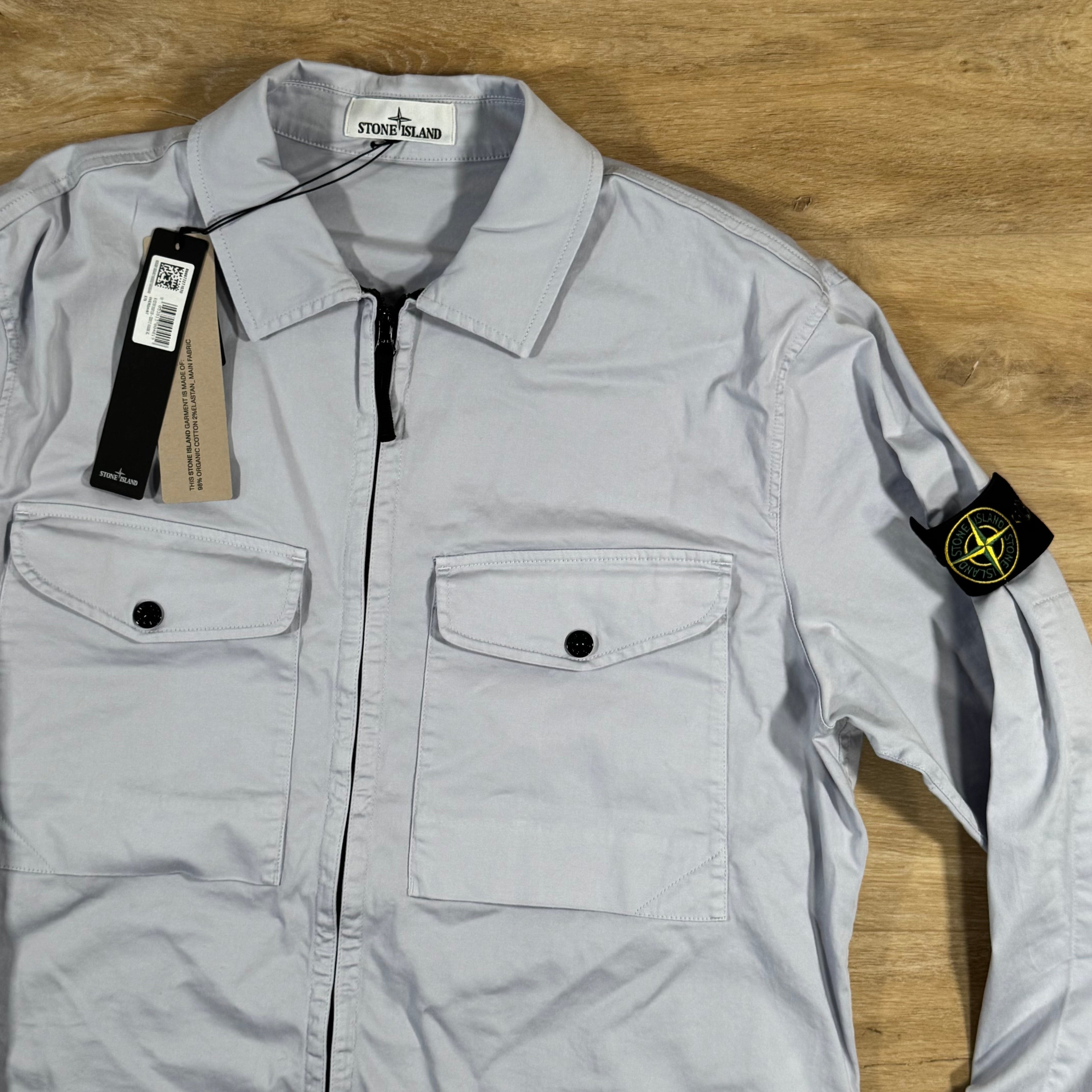 Stone Island Organic Stretch Cotton Overshirt in Lilac -Usfansport