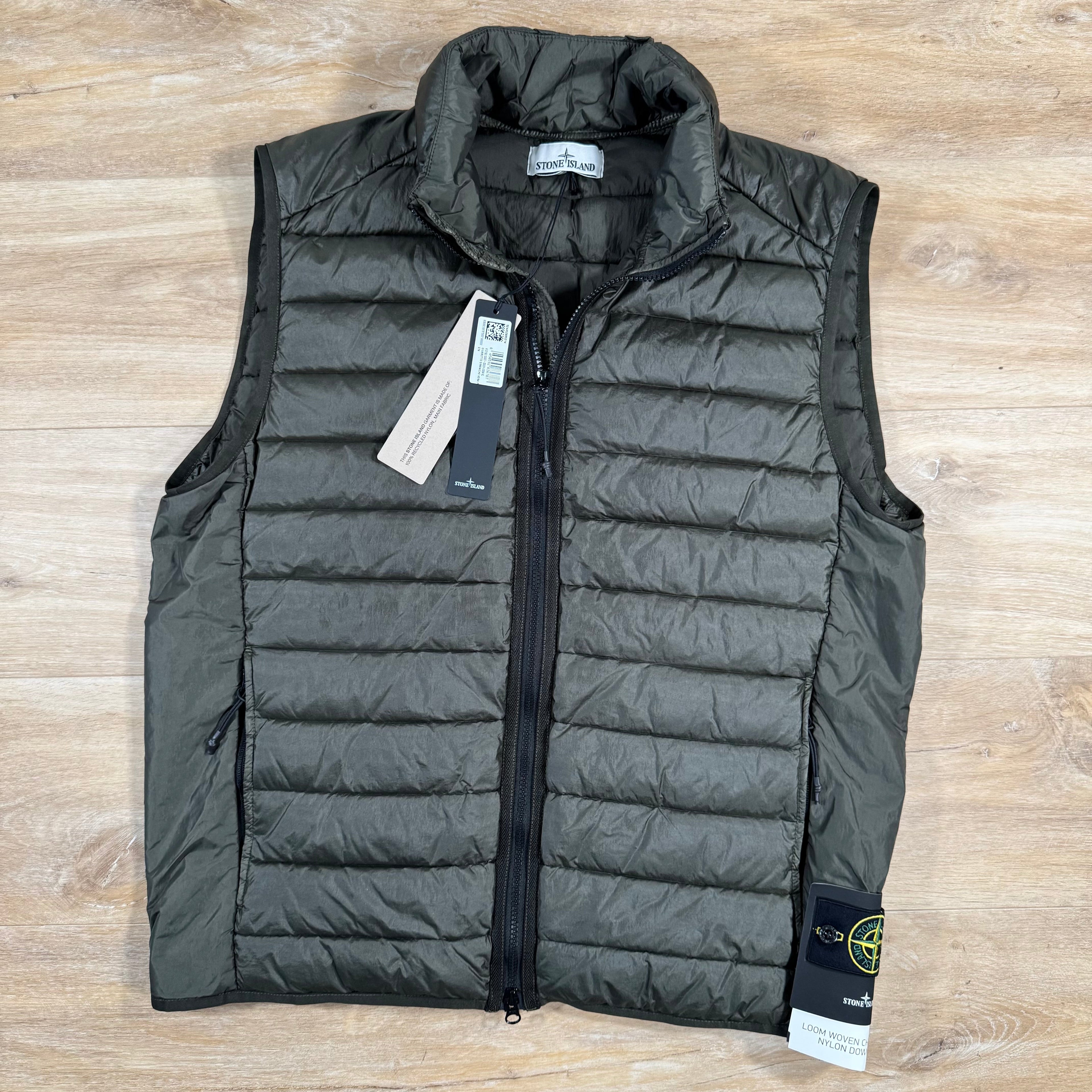 Stone Island Nylon Down-TC Vest in Military Green -Usfansport