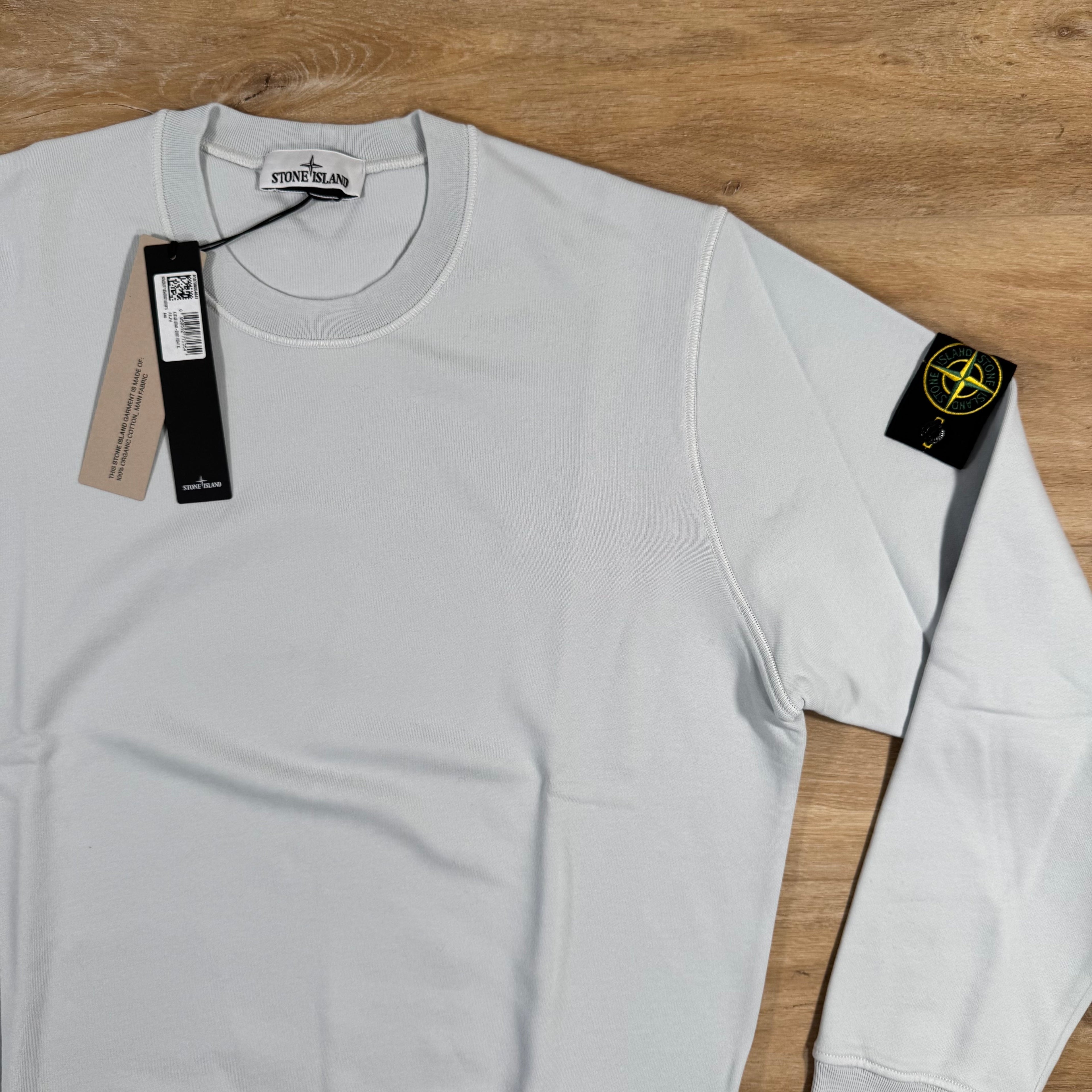 Stone Island Organic Cotton Fleece Sweatshirt in Sky Blue -Usfansport