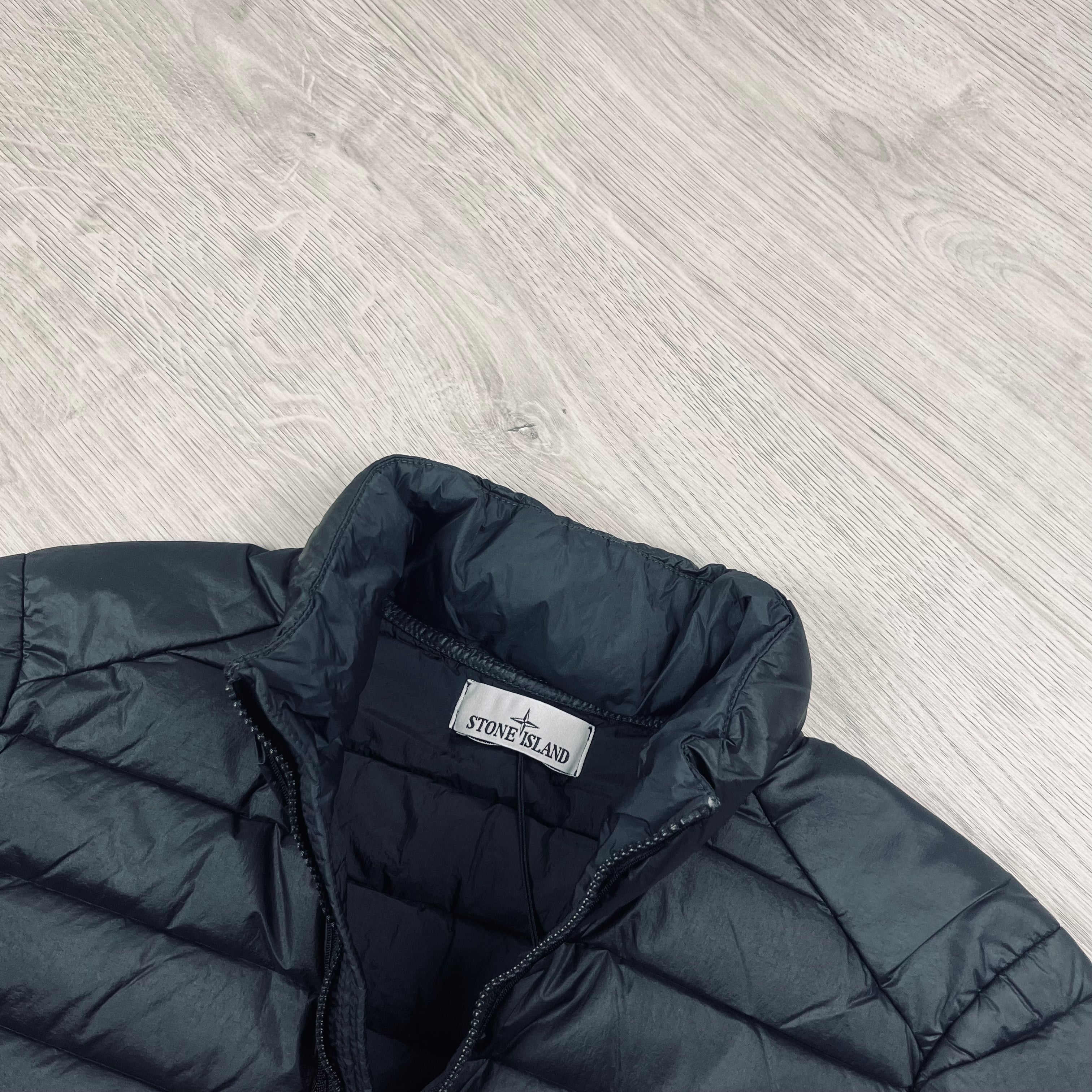 Stone Island Woven Down Jacket - Black -Usfansport