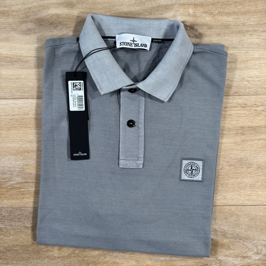 Stone Island Organic Cotton Overdye Polo Shirt in Pearl Grey -Usfansport