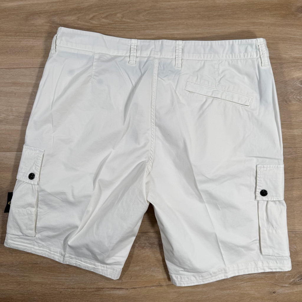 Stone Island Supima Twill Stretch-TC Cargo Bermuda Shorts in Ivory -Usfansport
