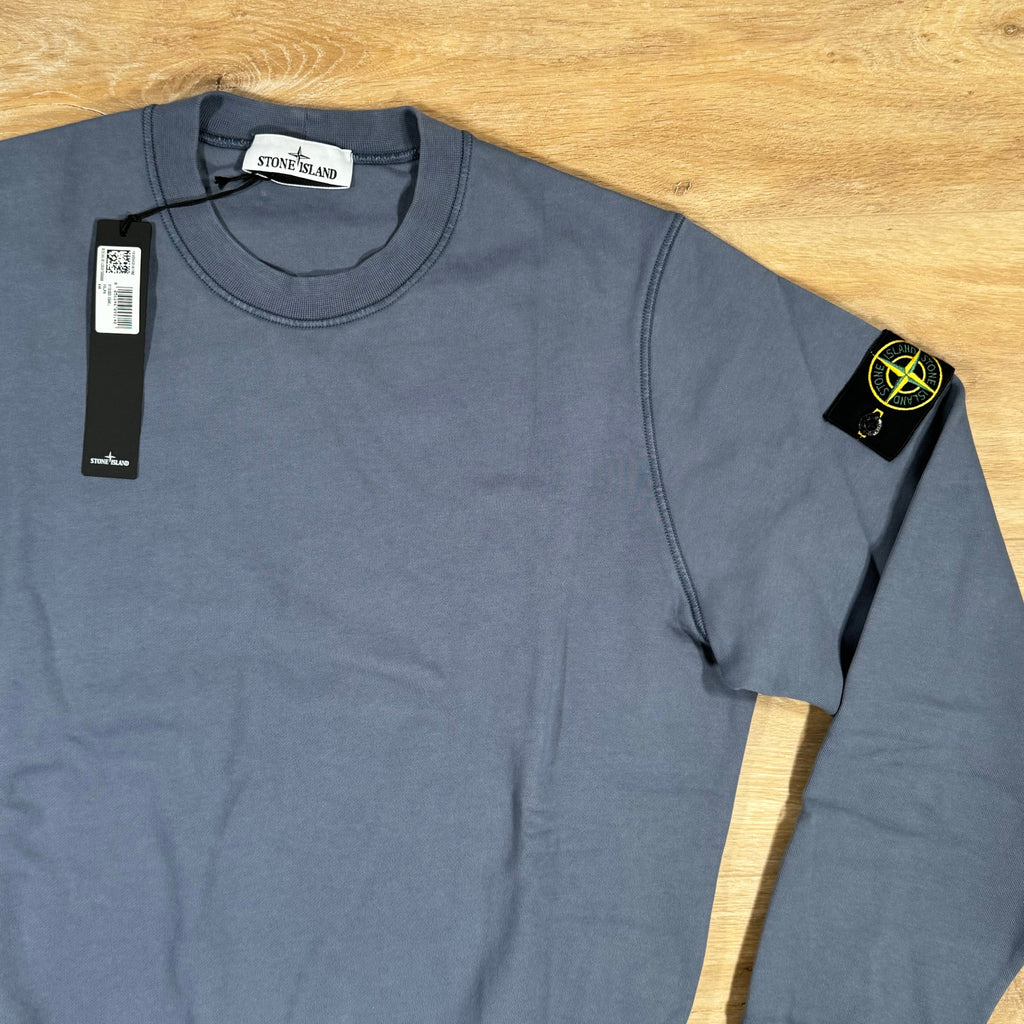Stone Island Garment Dyed Crewneck Sweatshirt in Mid Blue -Usfansport