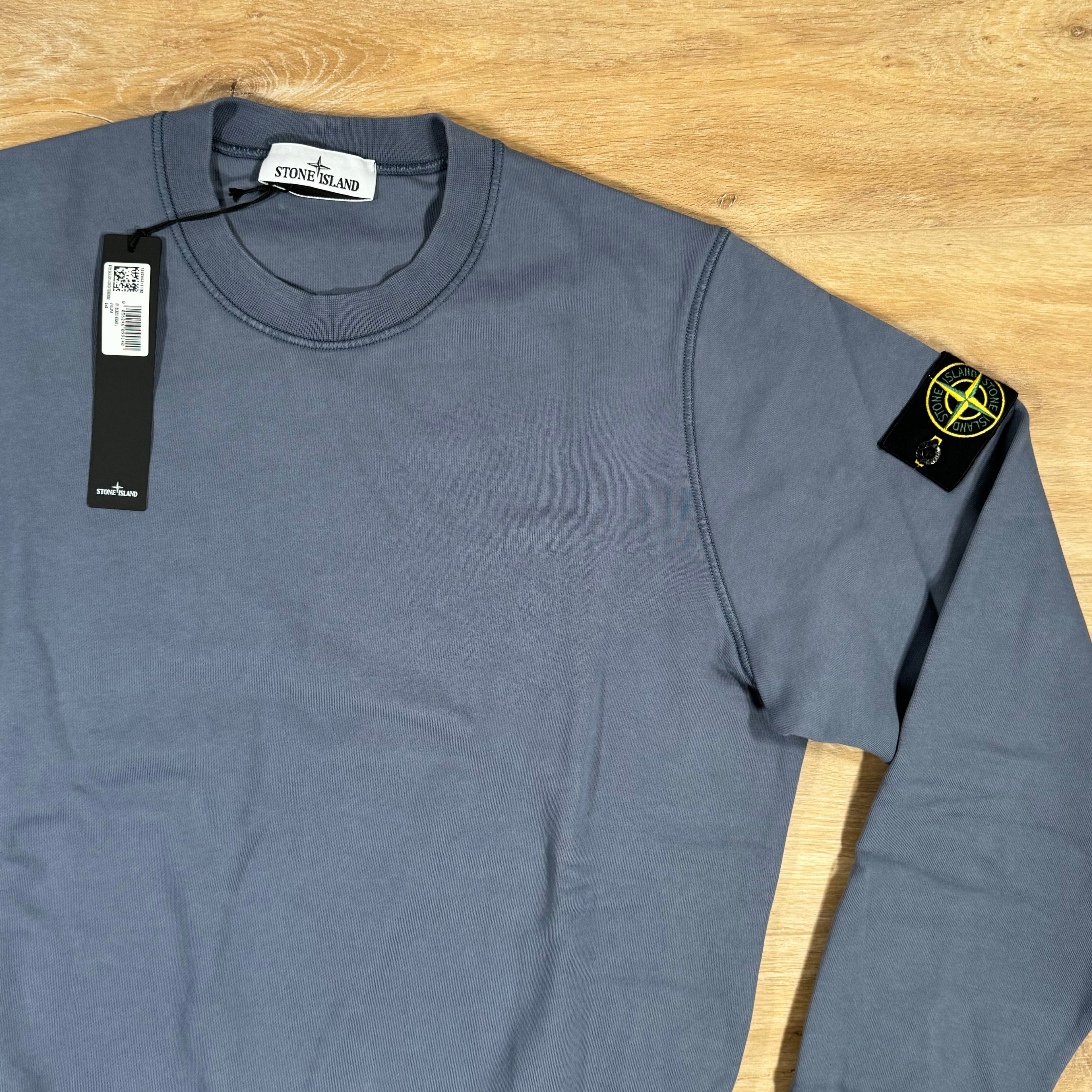 Stone Island Garment Dyed Crewneck Sweatshirt in Mid Blue -Usfansport