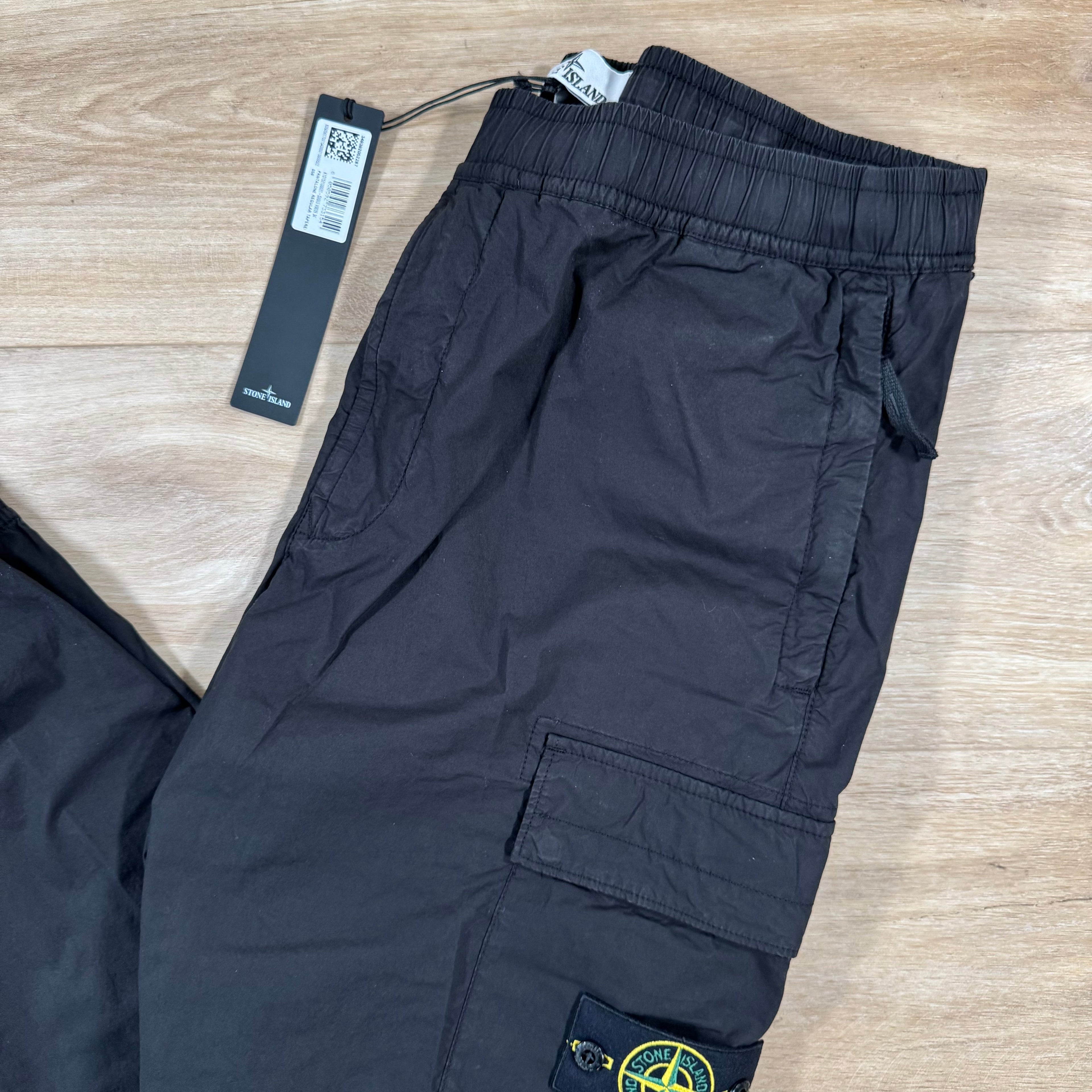 Stone Island Stretch Cotton Tela Cargo Pants in Black -Usfansport