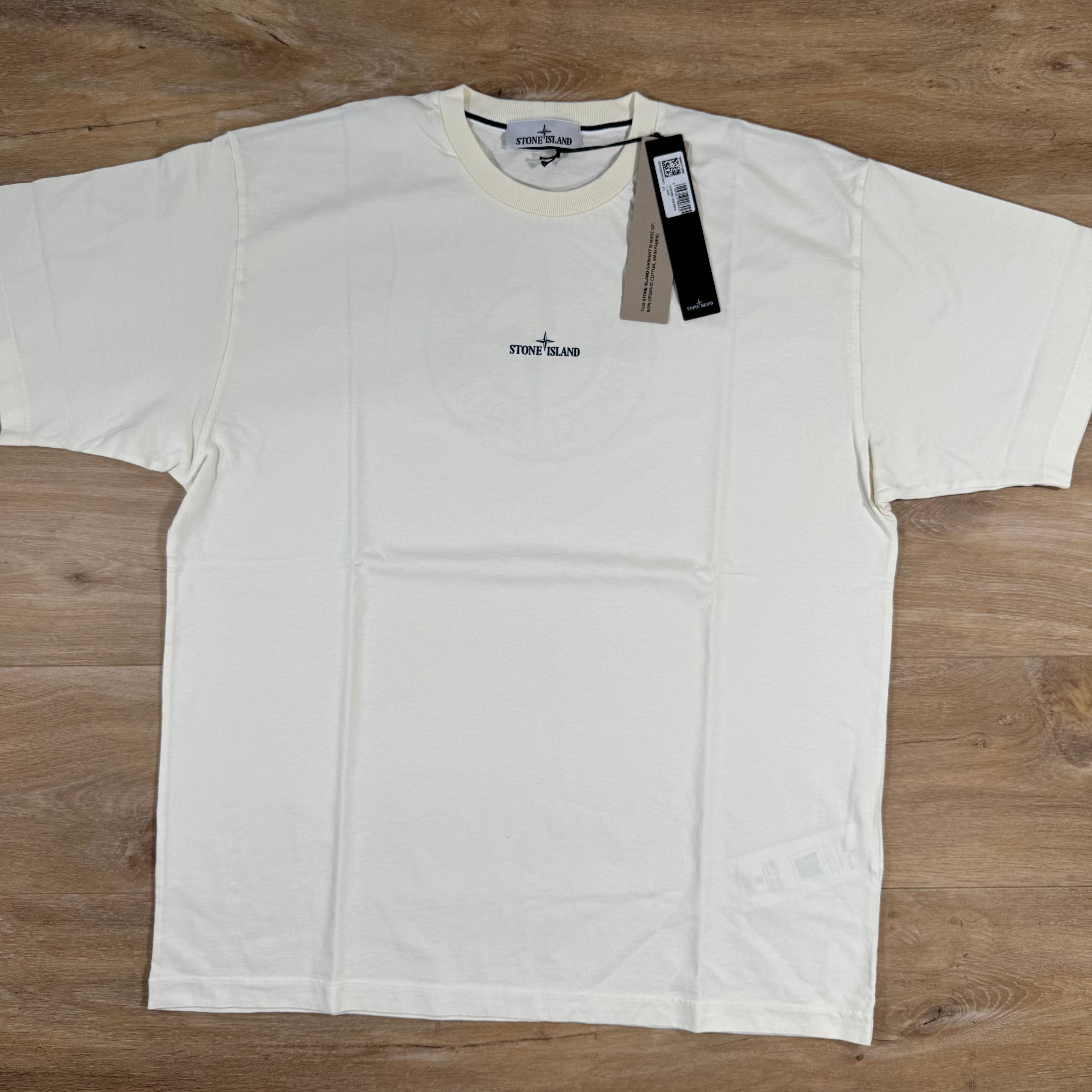 Stone Island Organic Cotton Compass Camo T-Shirt in Ivory -Usfansport