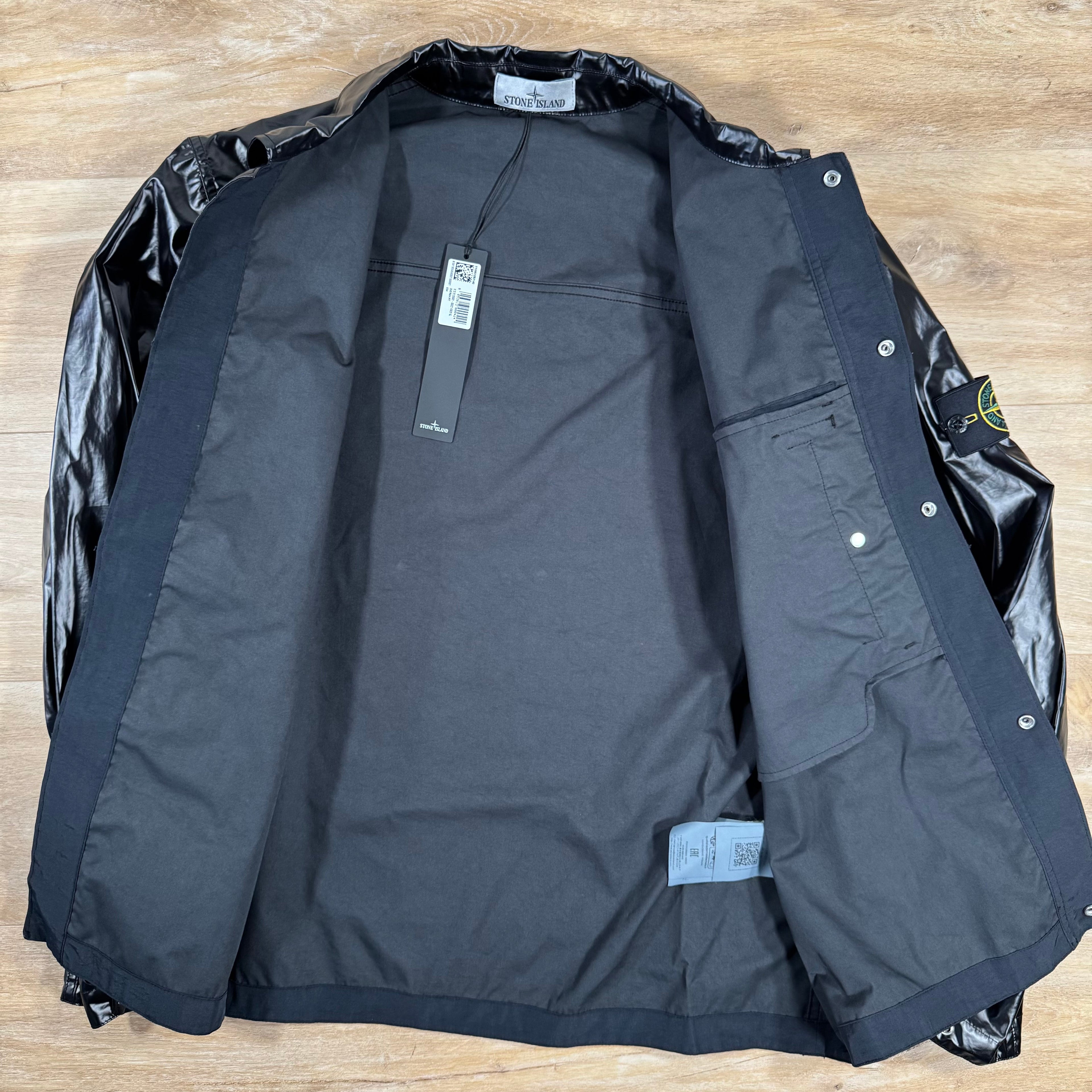 Stone Island Mussola Gomatta-TC Overshirt in Black -Usfansport