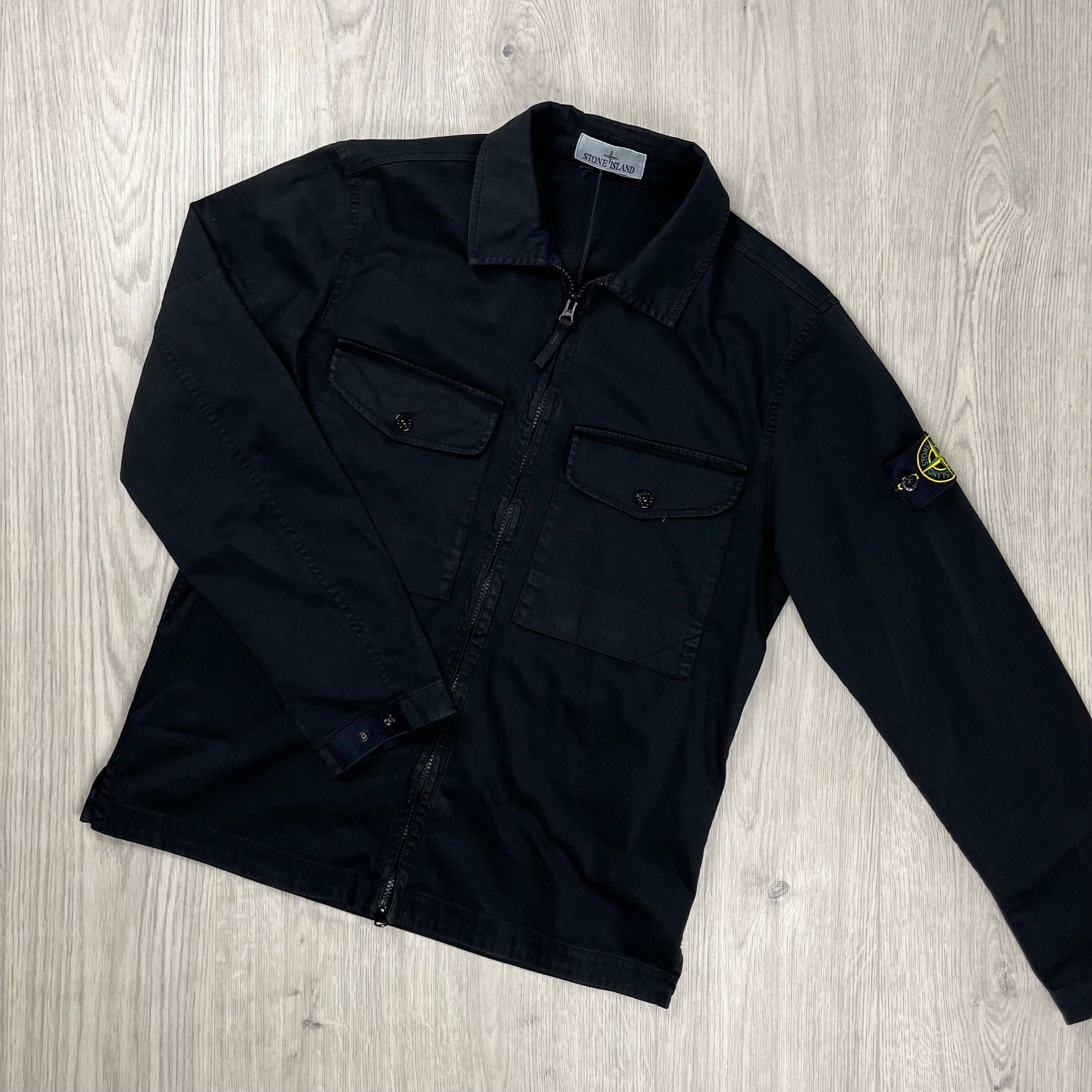 Stone Island Zip Overshirt - Black -Usfansport