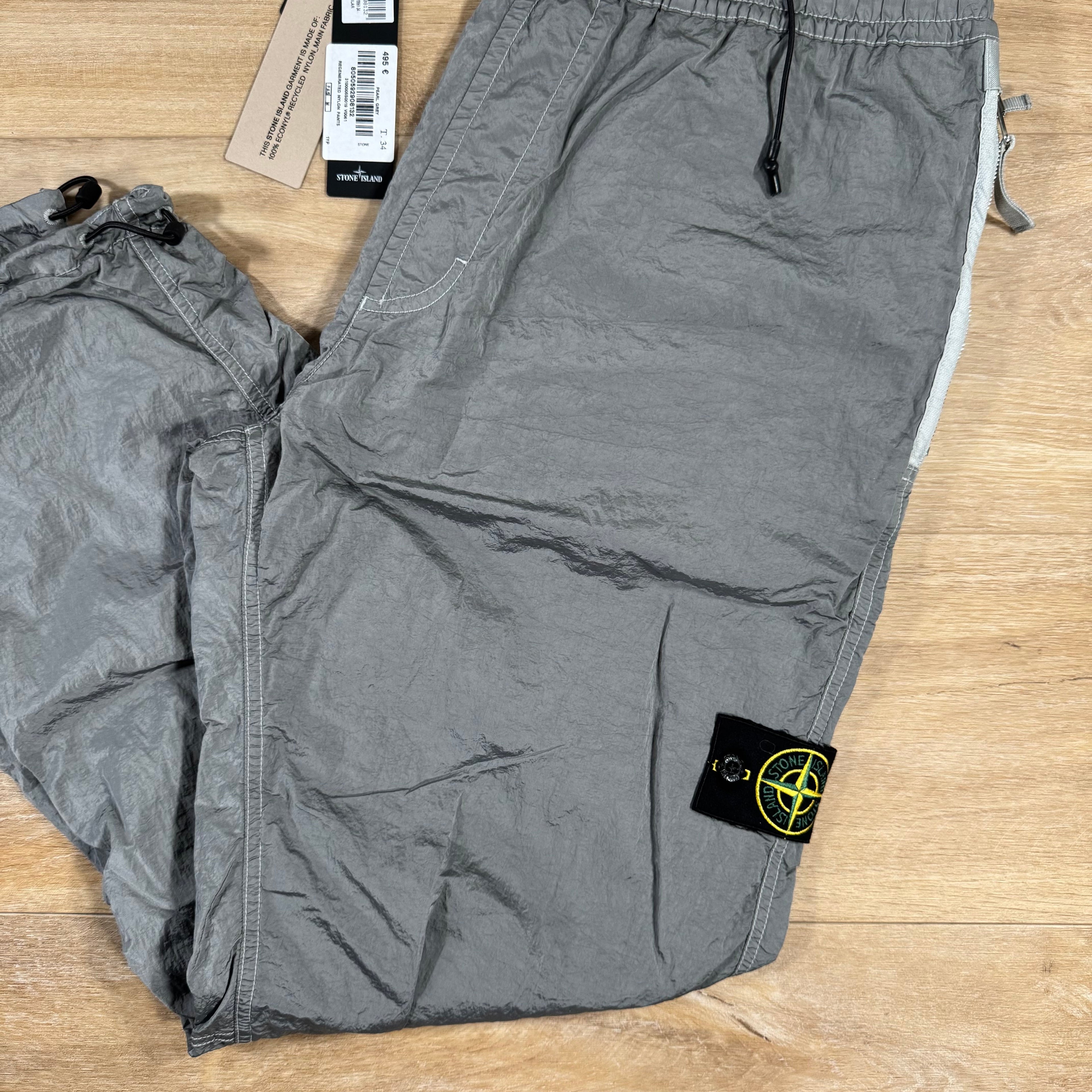 Stone Island Nylon Metal Pants in Pearl Grey with Nylon Mesh Lining -Usfansport