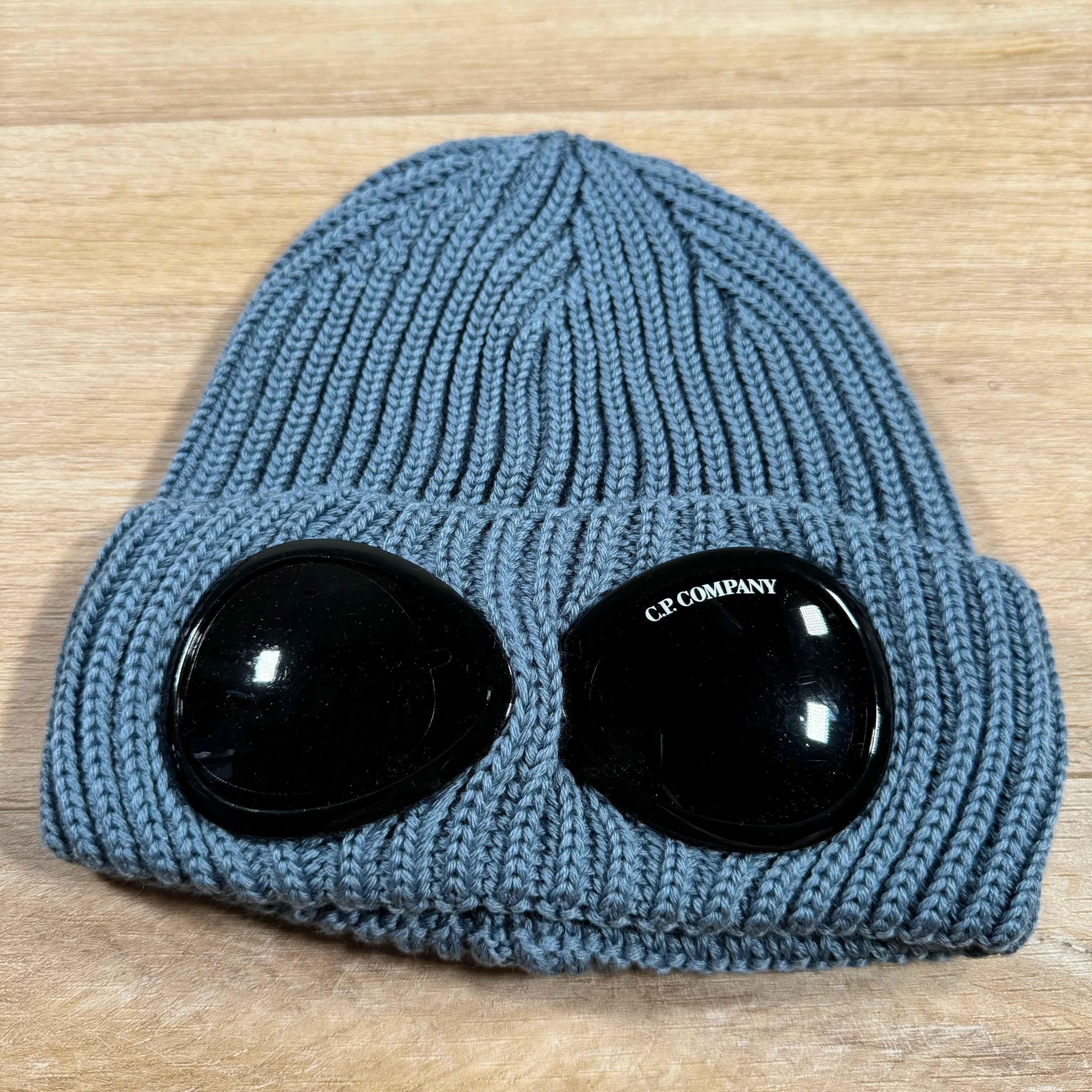 CP Company Extra Fine Merino Wool Goggle Beanie in Flint Stone -Usfansport