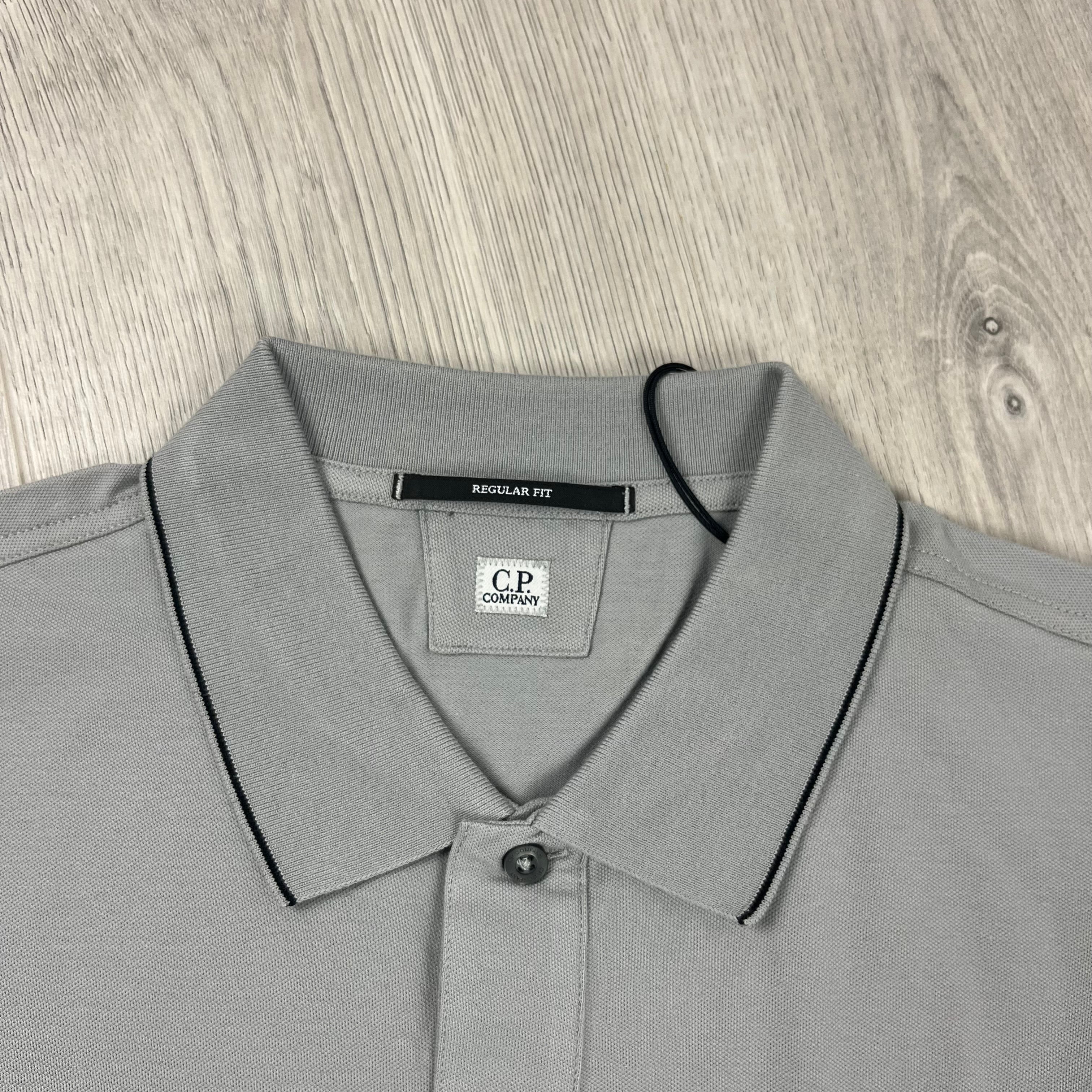 CP Company Piquet Polo Shirt - Drizzle -Usfansport
