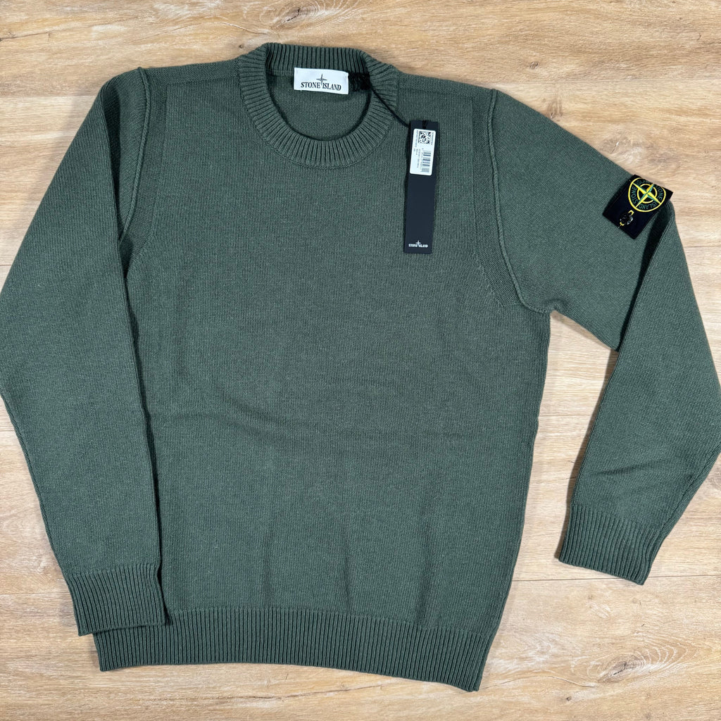 Stone Island Lambswool Crewneck Jumper in Military Green -Usfansport