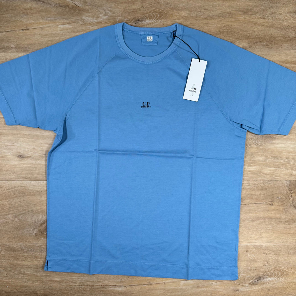 CP Company Micronet Jersey Raglan Logo T-Shirt in Pacific Coast - Light Blue -Usfansport