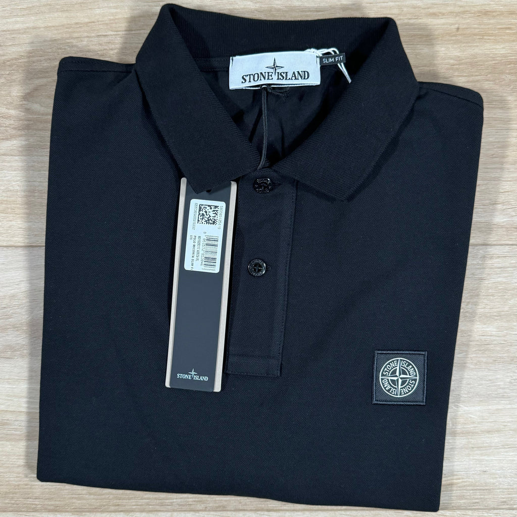 Stone Island Patch Logo Polo Shirt in Black -Usfansport