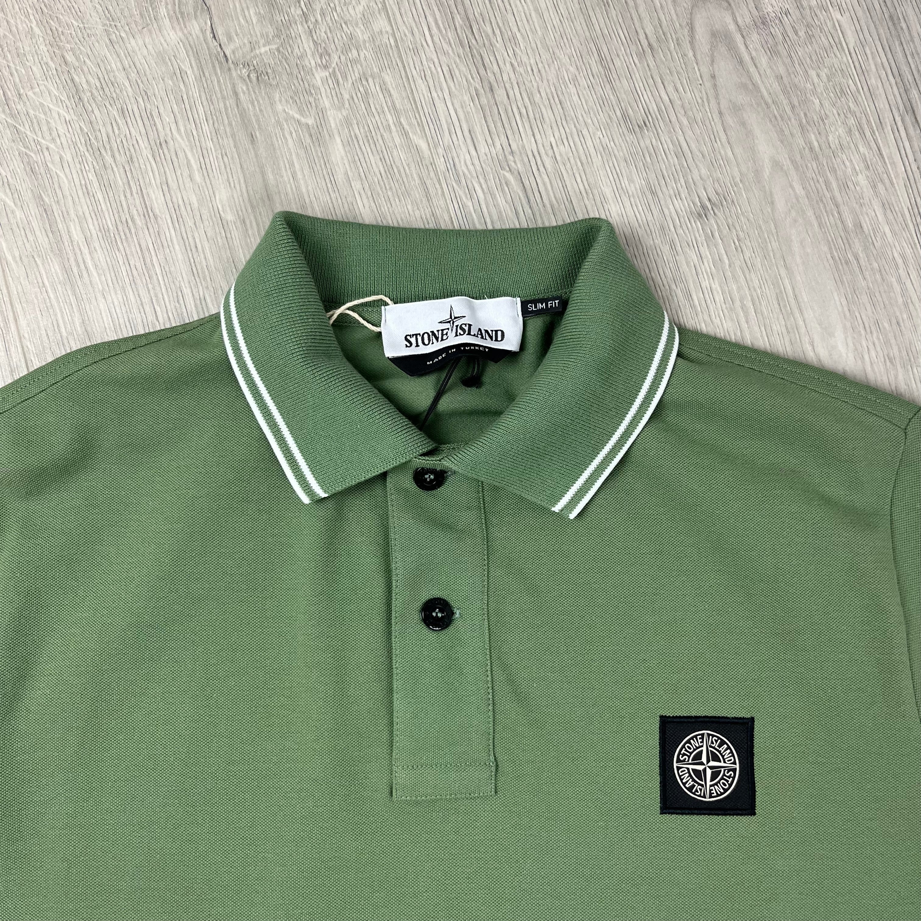Stone Island Patch Polo Shirt - Olive Green -Usfansport