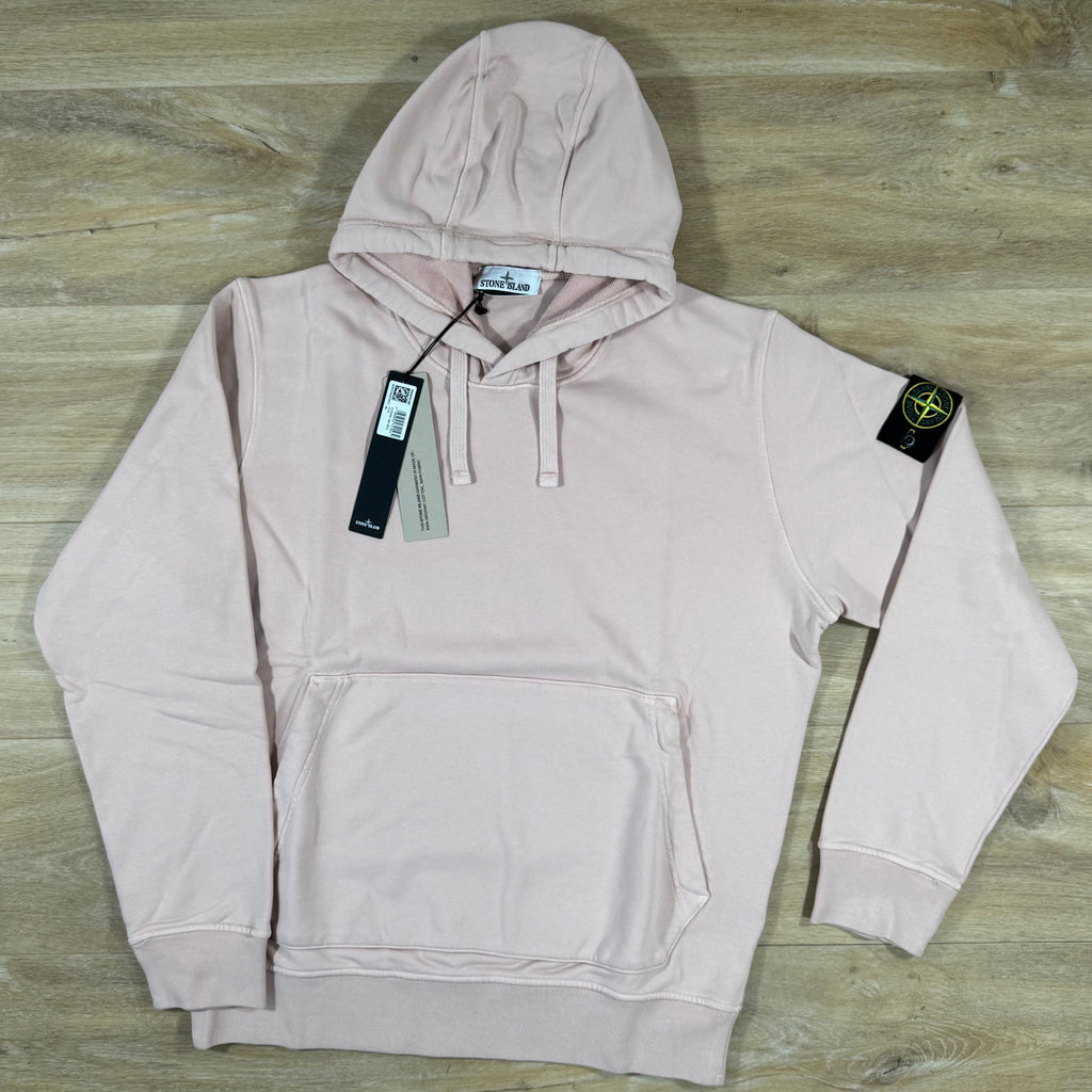 Stone Island Organic Cotton Fleece Pullover Hoodie in Antique Rose -Usfansport