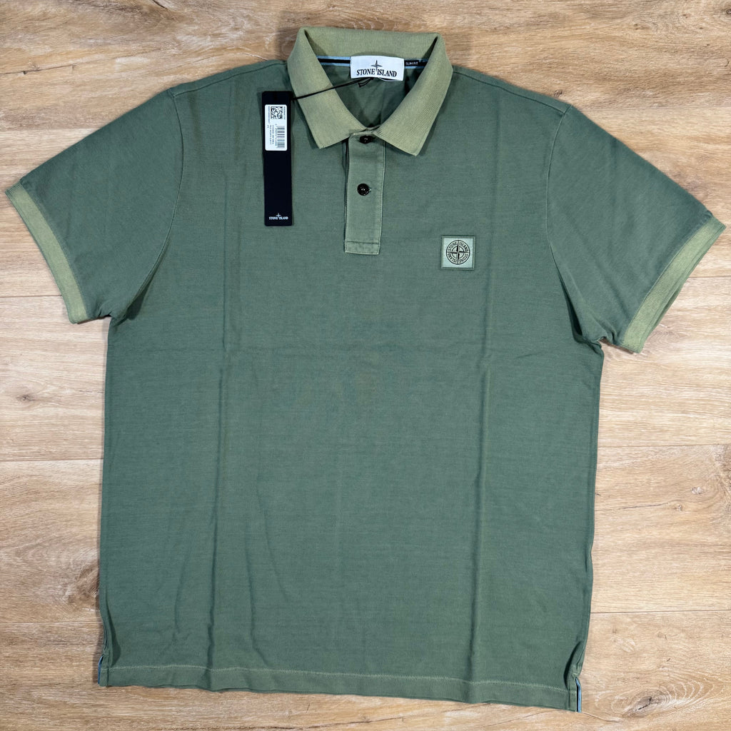 Stone Island Organic Cotton Overdye Polo Shirt in Sage Green -Usfansport